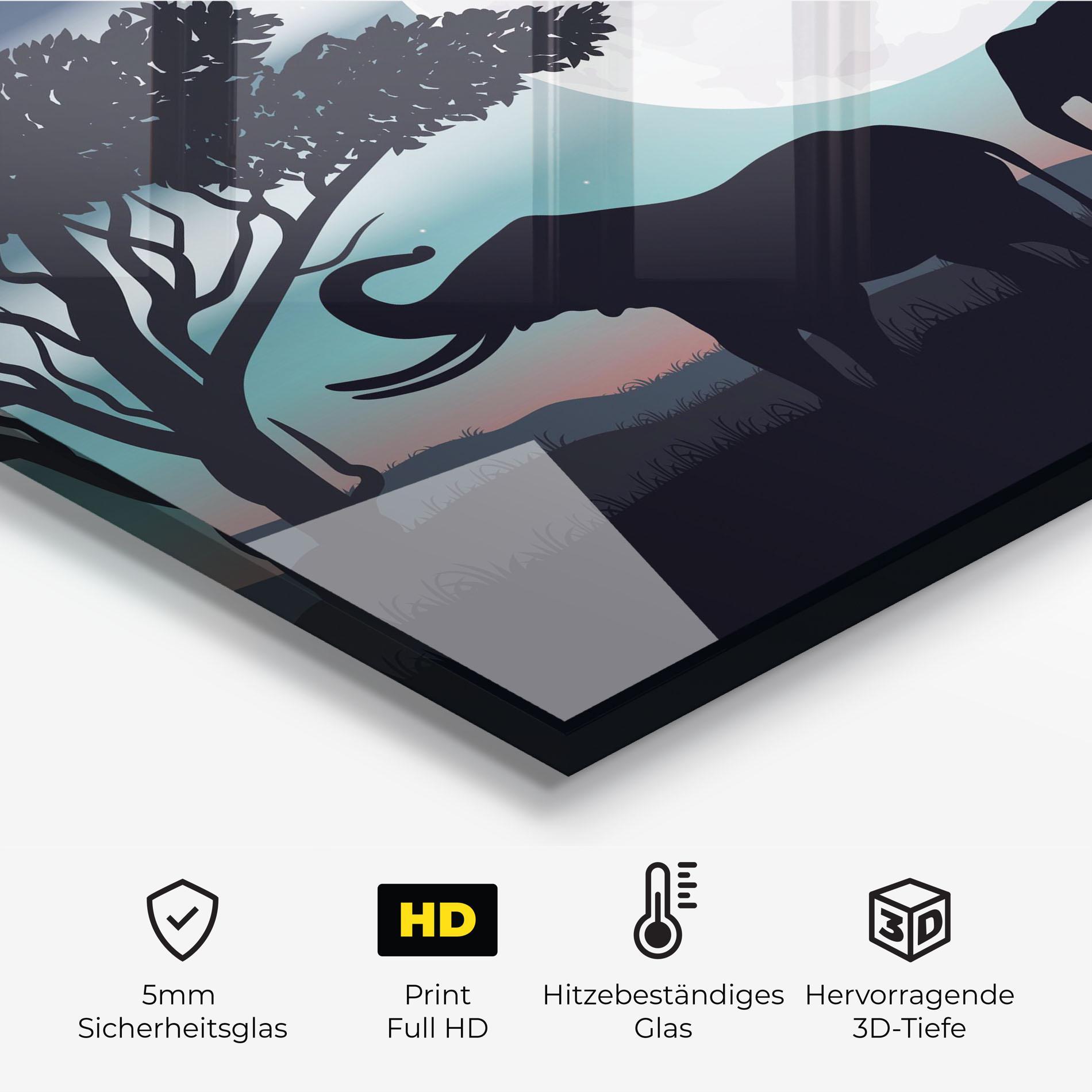 Küchenrückwand Glas Moon Elephant mockup 2