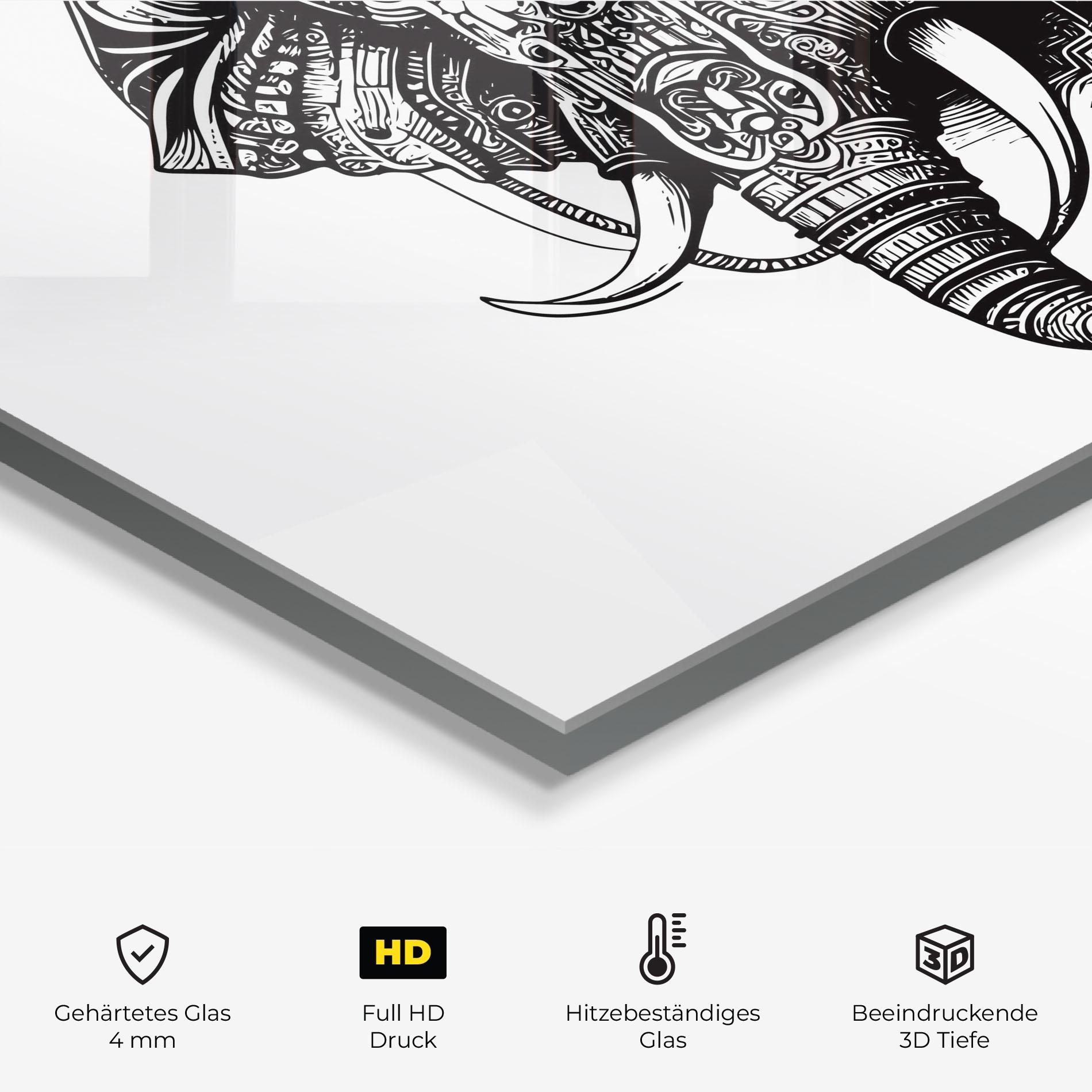 Küchenrückwand Glas Ehephant Head mockup 2