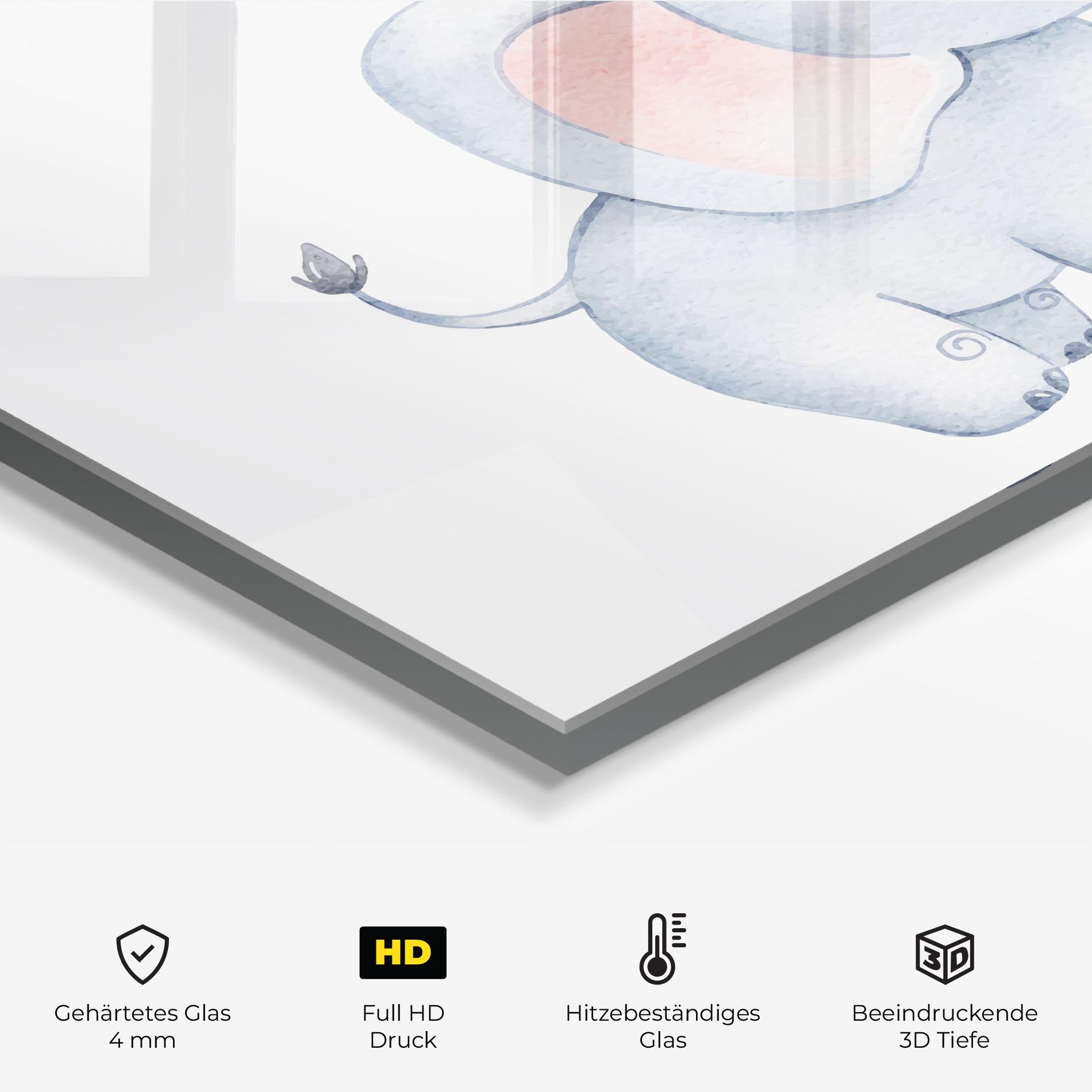 Küchenrückwand Glas Elephant Butterfly mockup 2