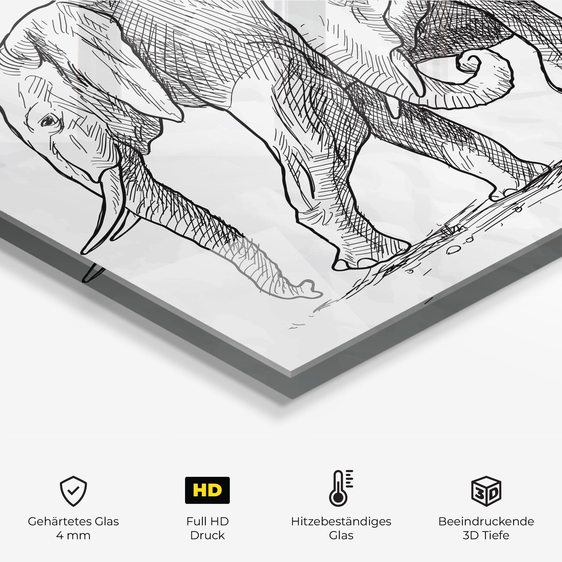 Küchenrückwand Glas Elephant Family mockup 2