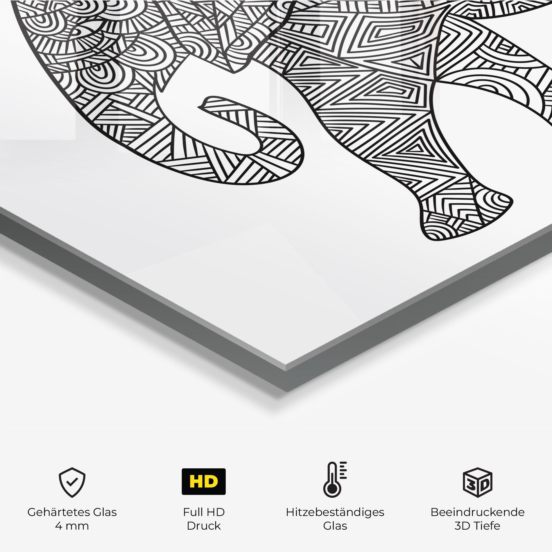Küchenrückwand Glas Elephant Mandala mockup 2