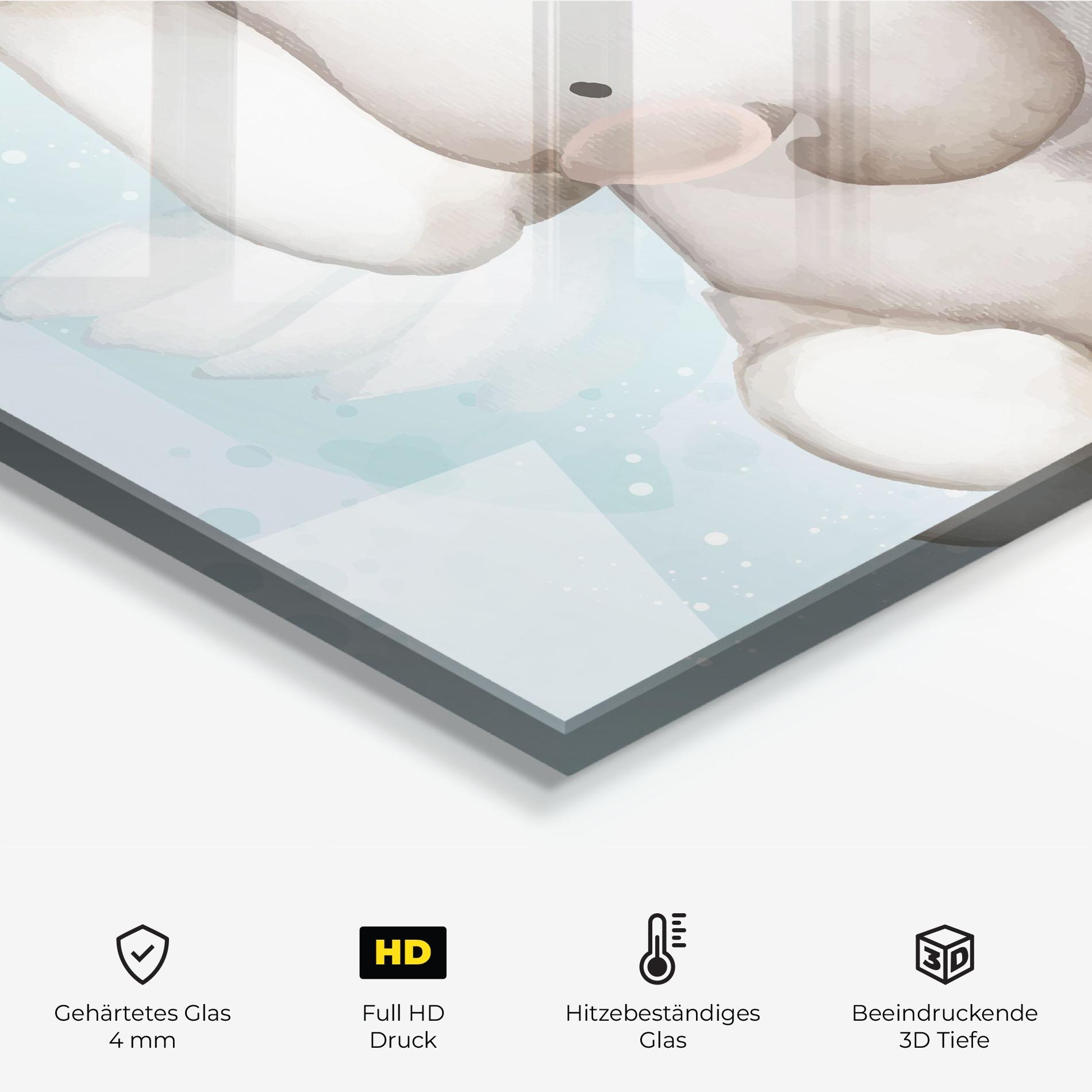 Küchenrückwand Glas Elephant On Blue mockup 2