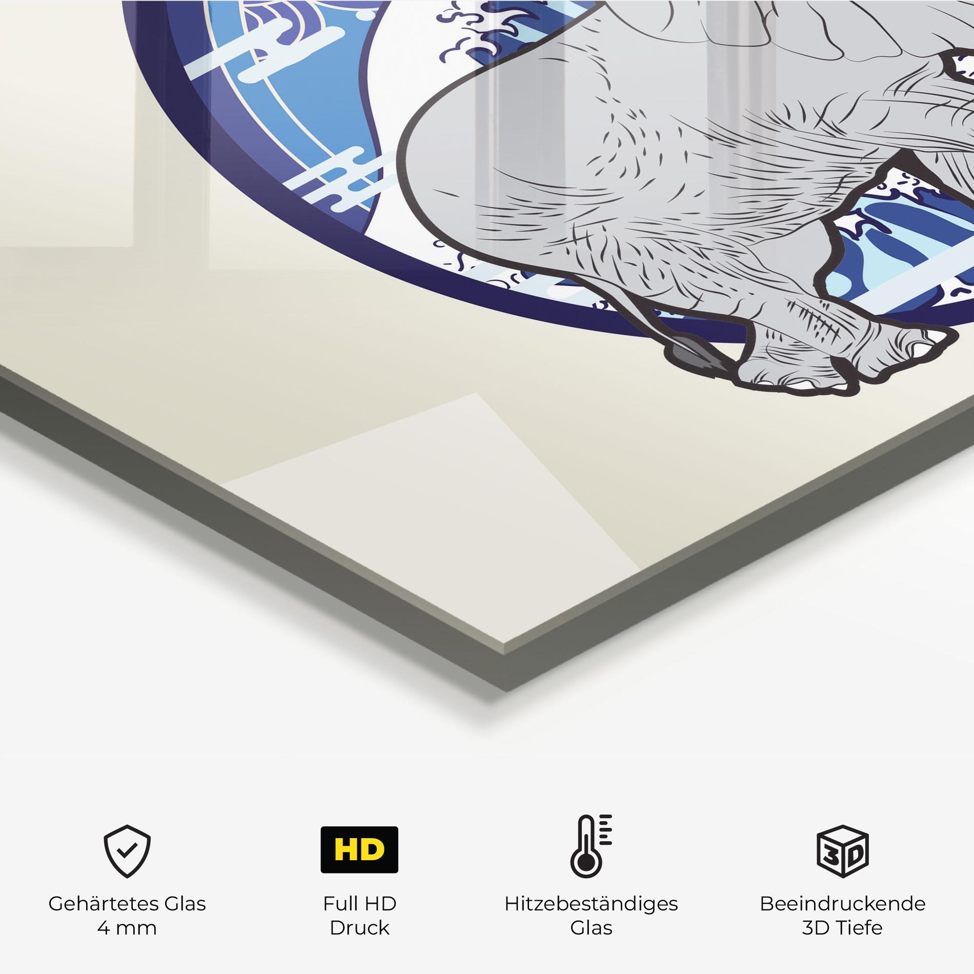 Küchenrückwand Glas Elephant On Cream mockup 2