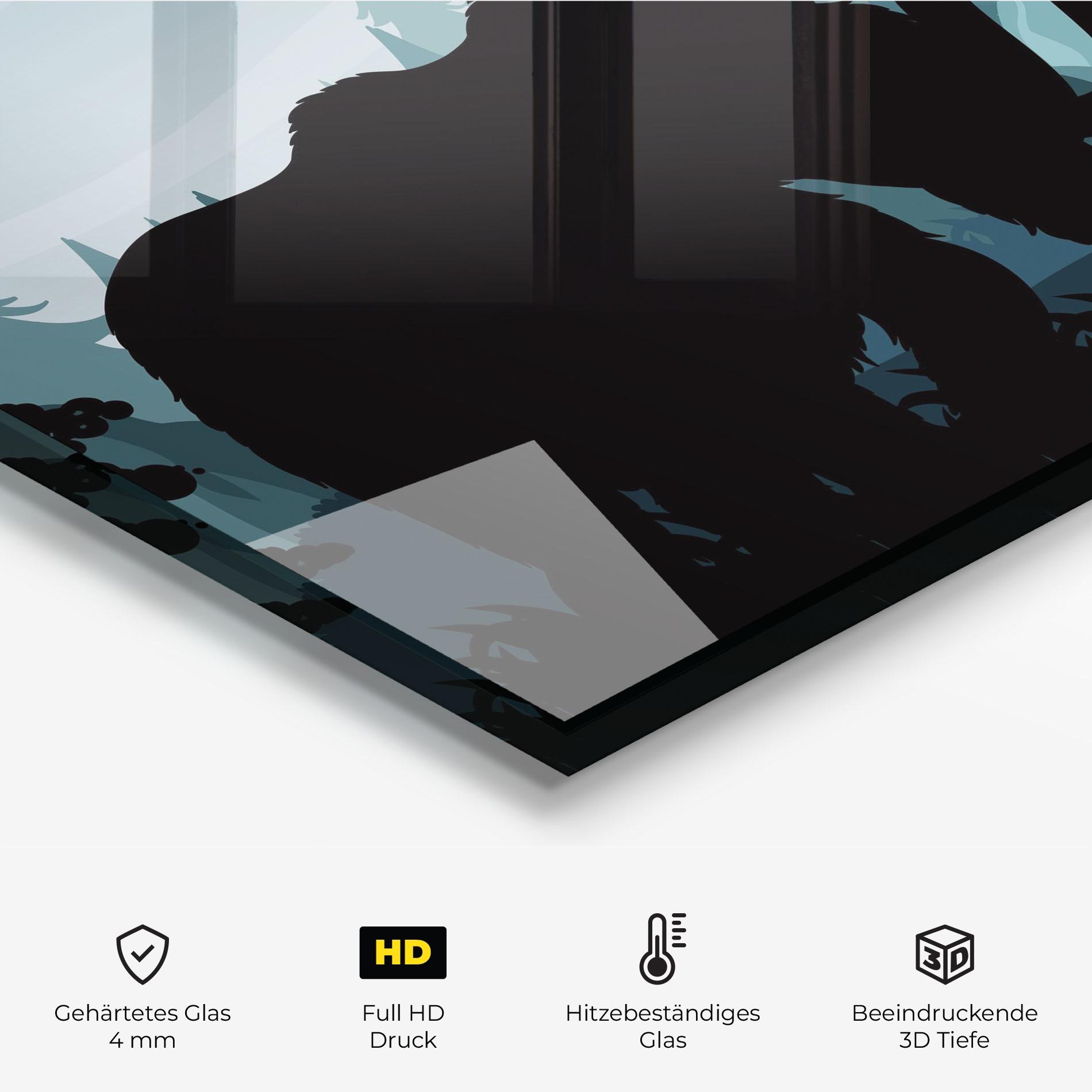 Küchenrückwand Glas Elephant Shilouette mockup 2