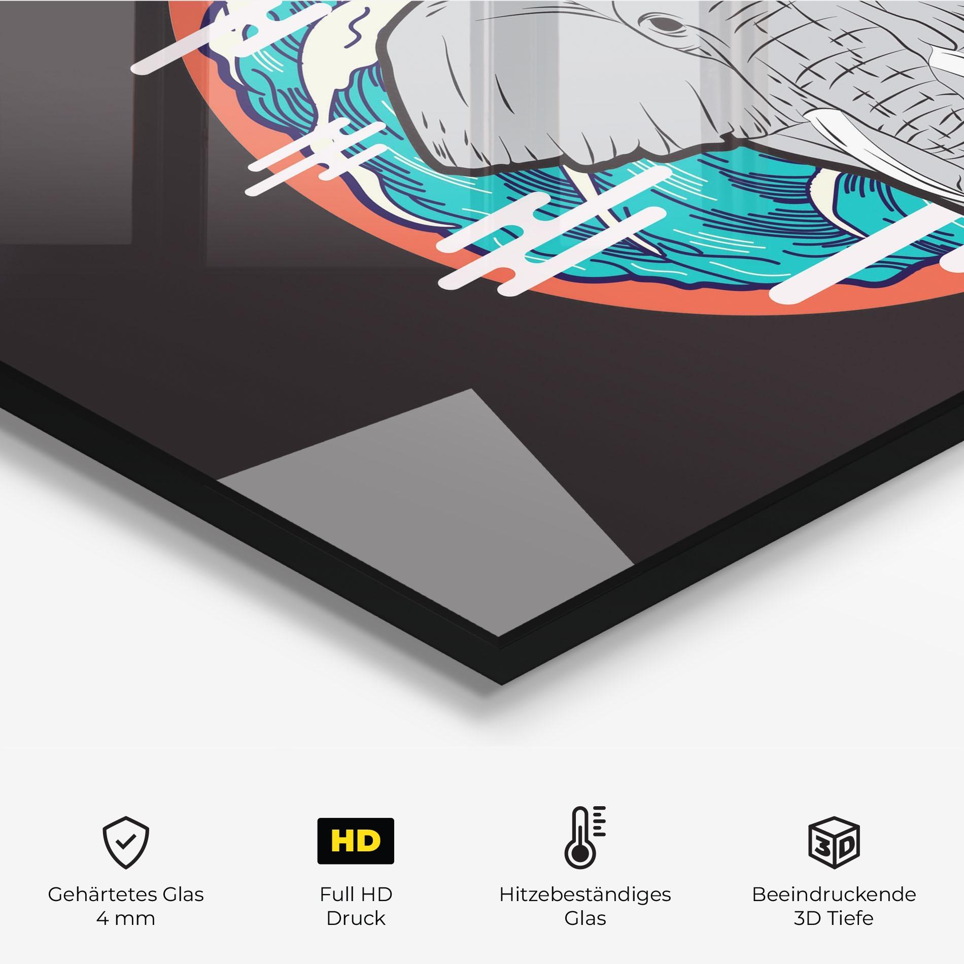 Küchenrückwand Glas Elephant Waves mockup 2