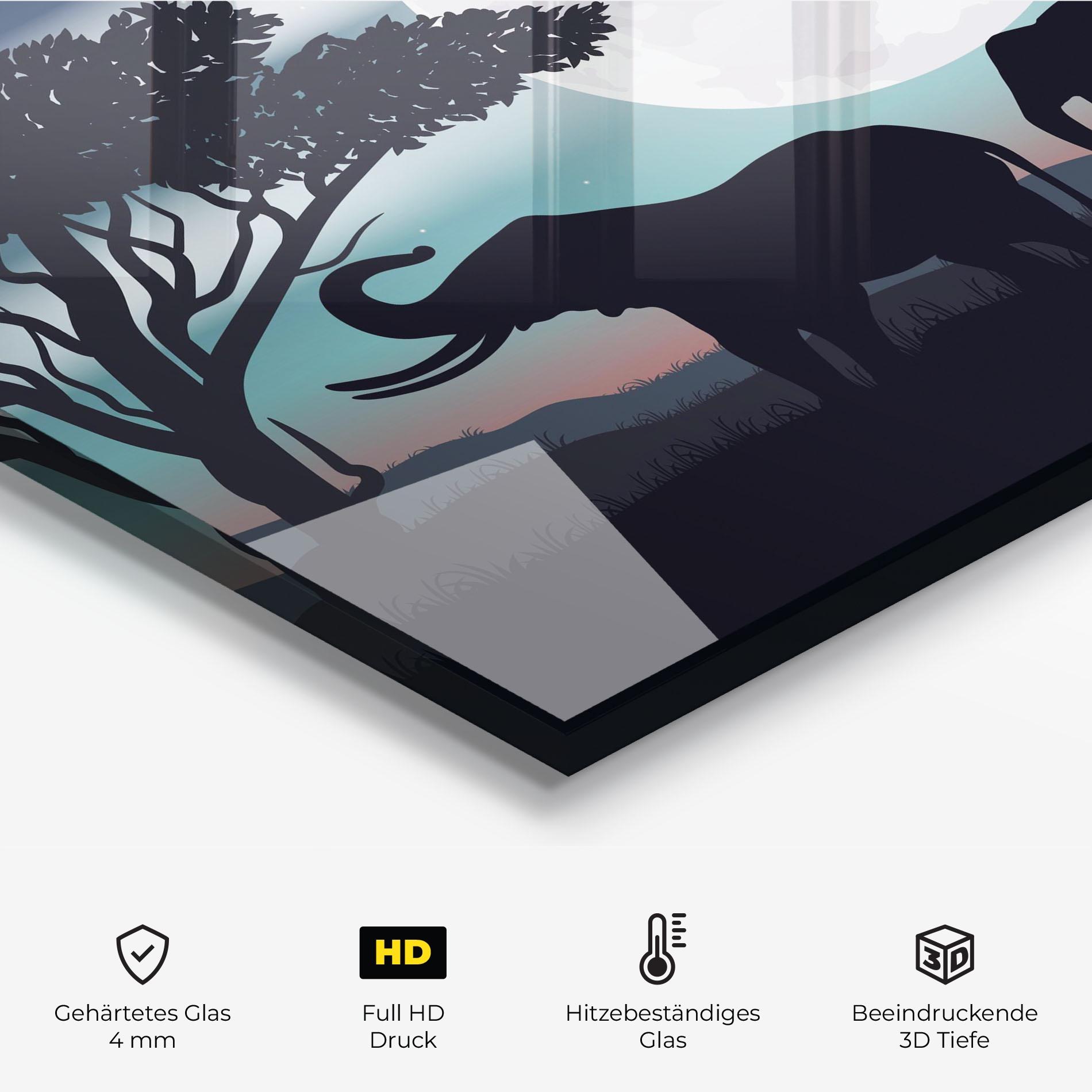 Küchenrückwand Glas Moon Elephant mockup 2
