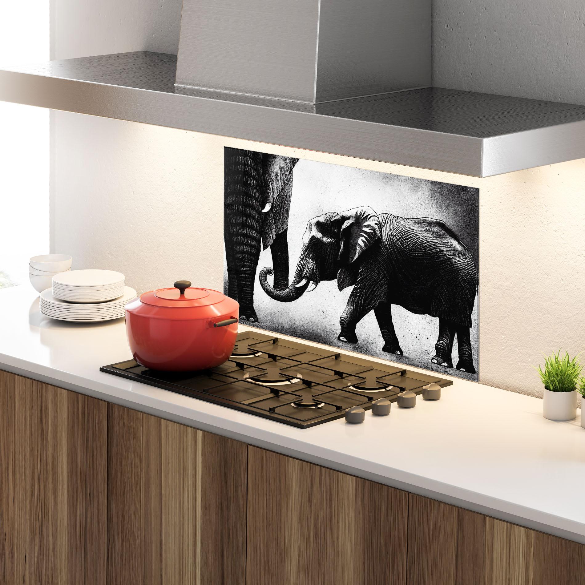 Küchenrückwand Glas Baby Elephant mockup 4