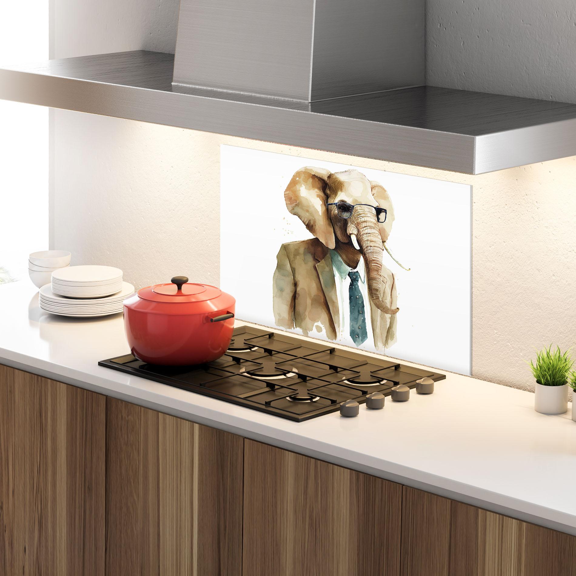Küchenrückwand Glas Bussines Elephant mockup 4