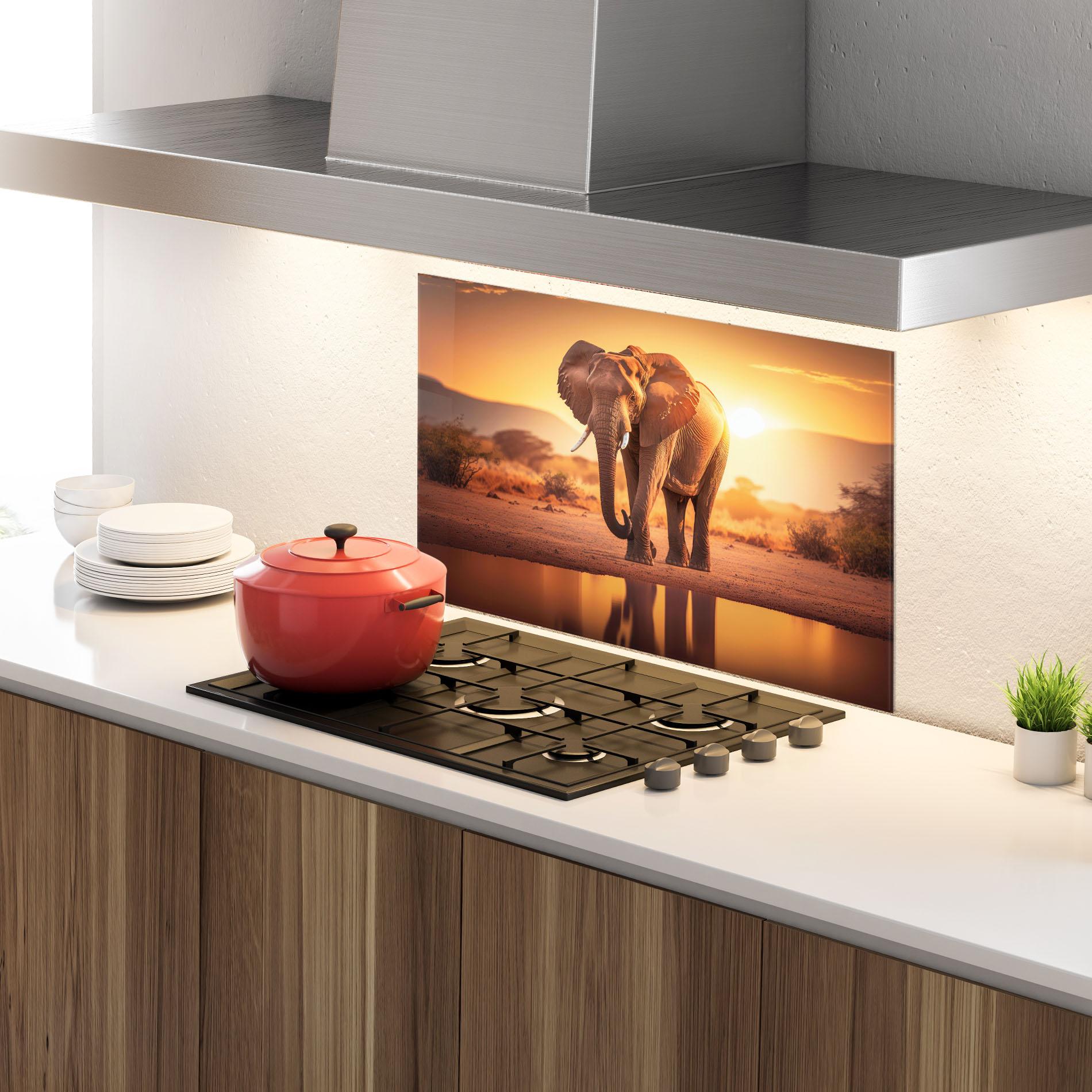 Küchenrückwand Glas Wild Savannah mockup 4