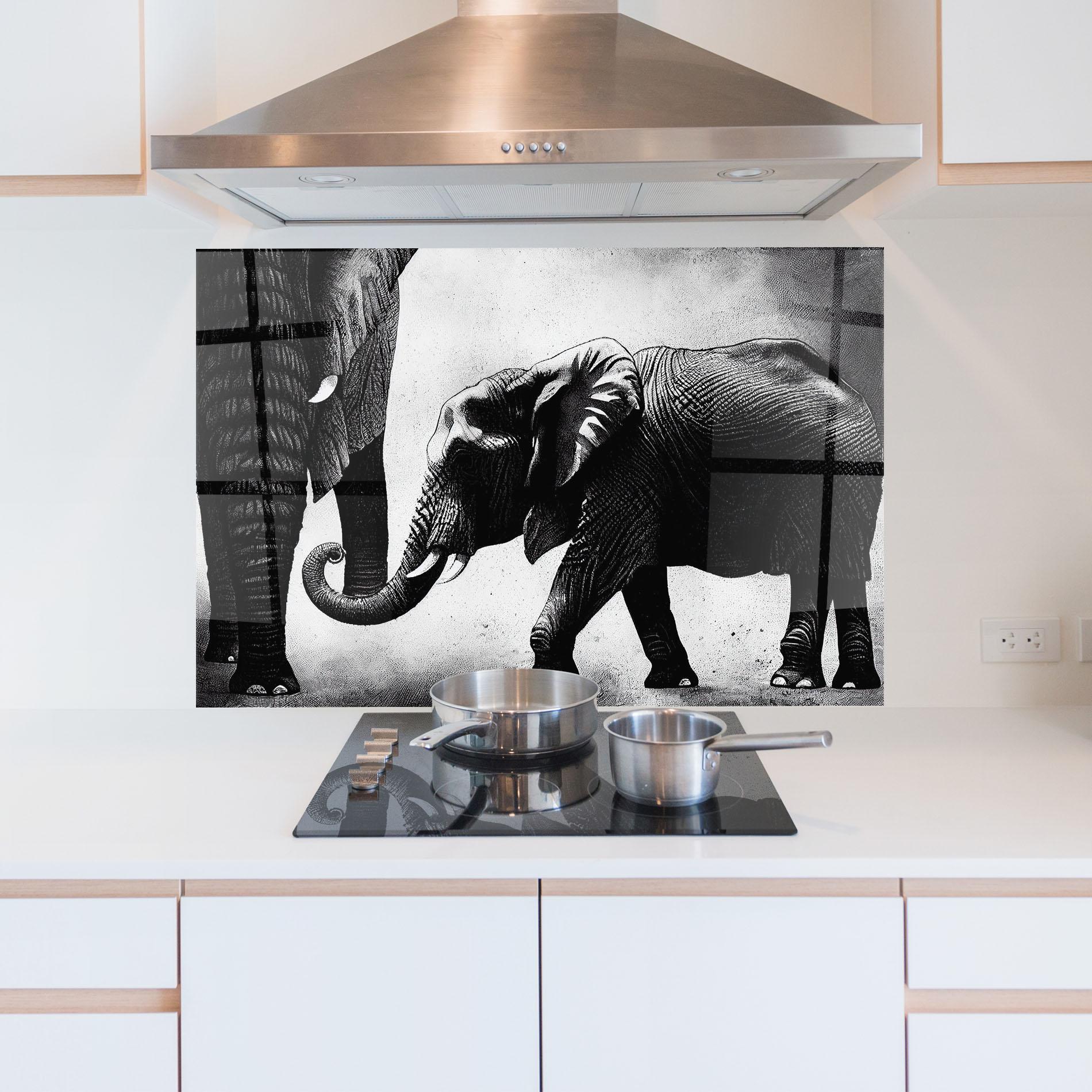 Küchenrückwand Glas Baby Elephant mockup 5
