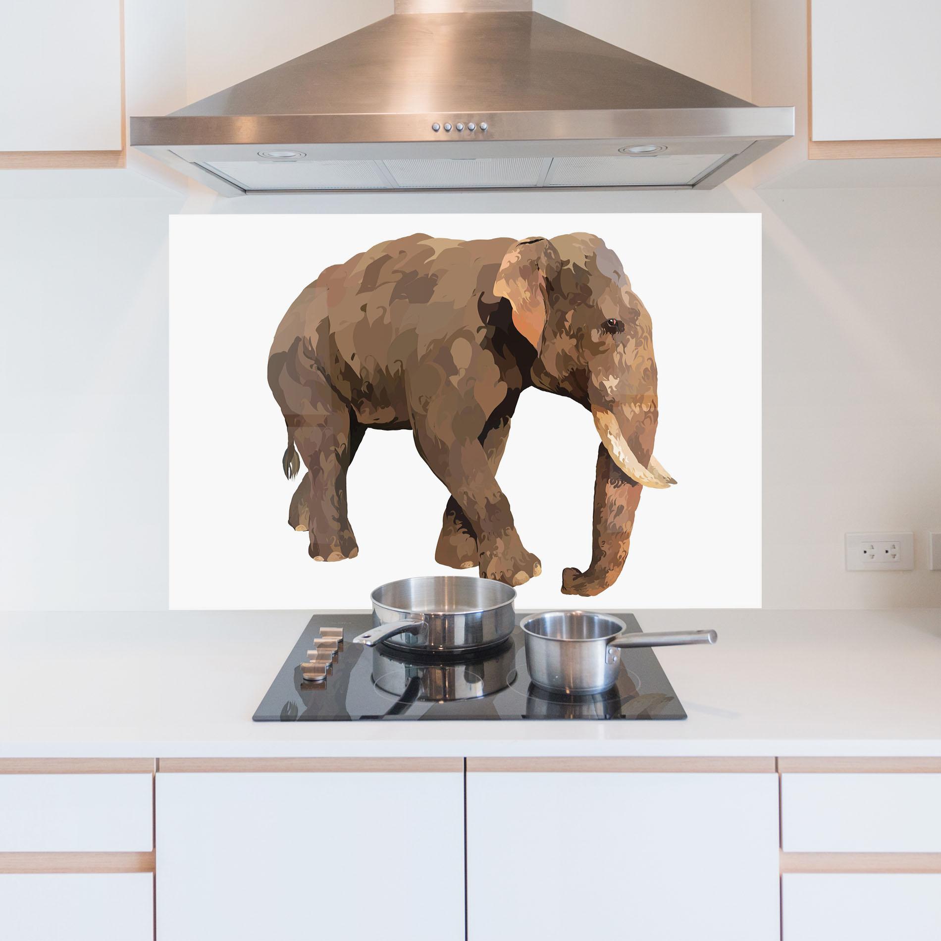 Küchenrückwand Glas Brown Elephant mockup 5