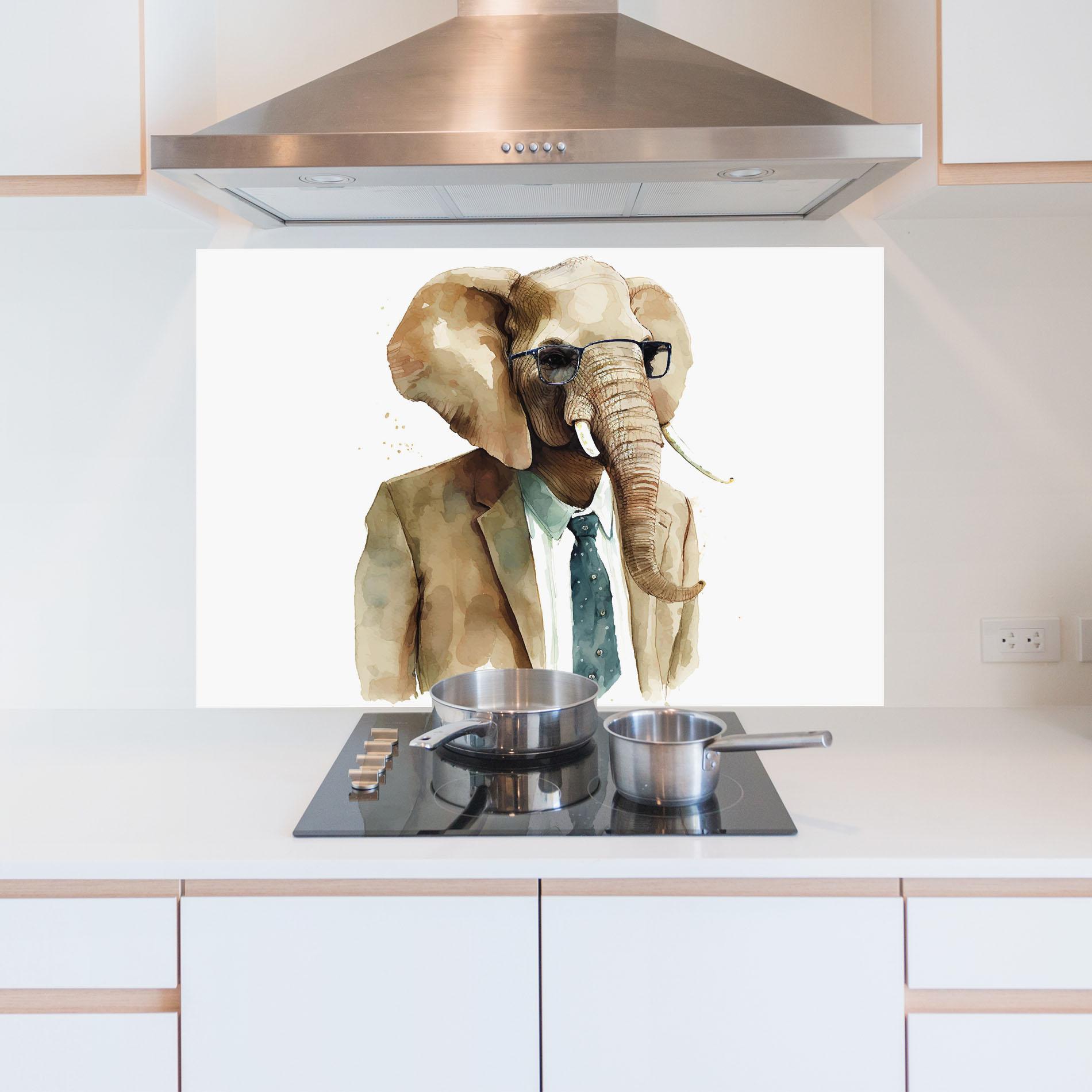 Küchenrückwand Glas Bussines Elephant mockup 5