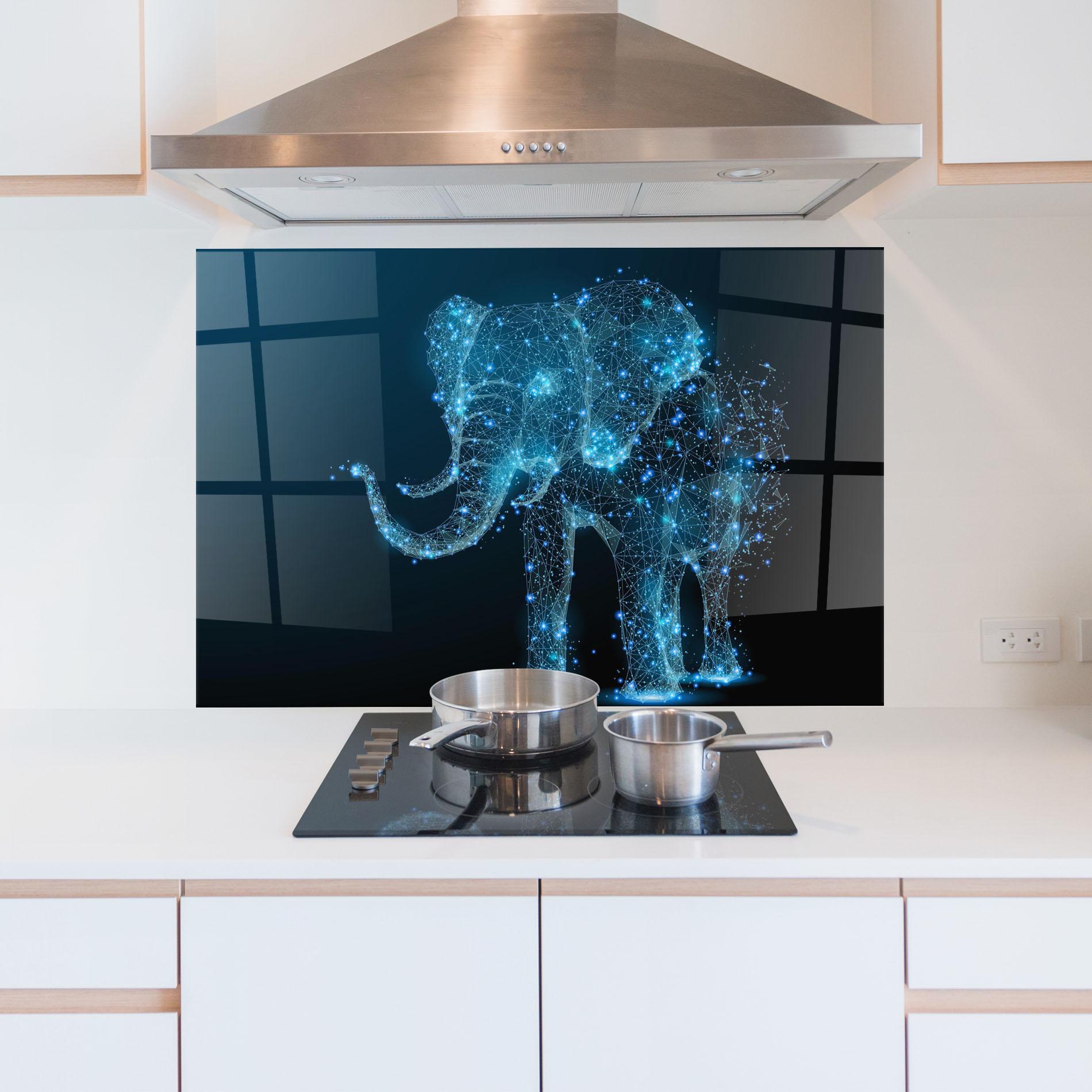 Küchenrückwand Glas Digital Elephant mockup 5