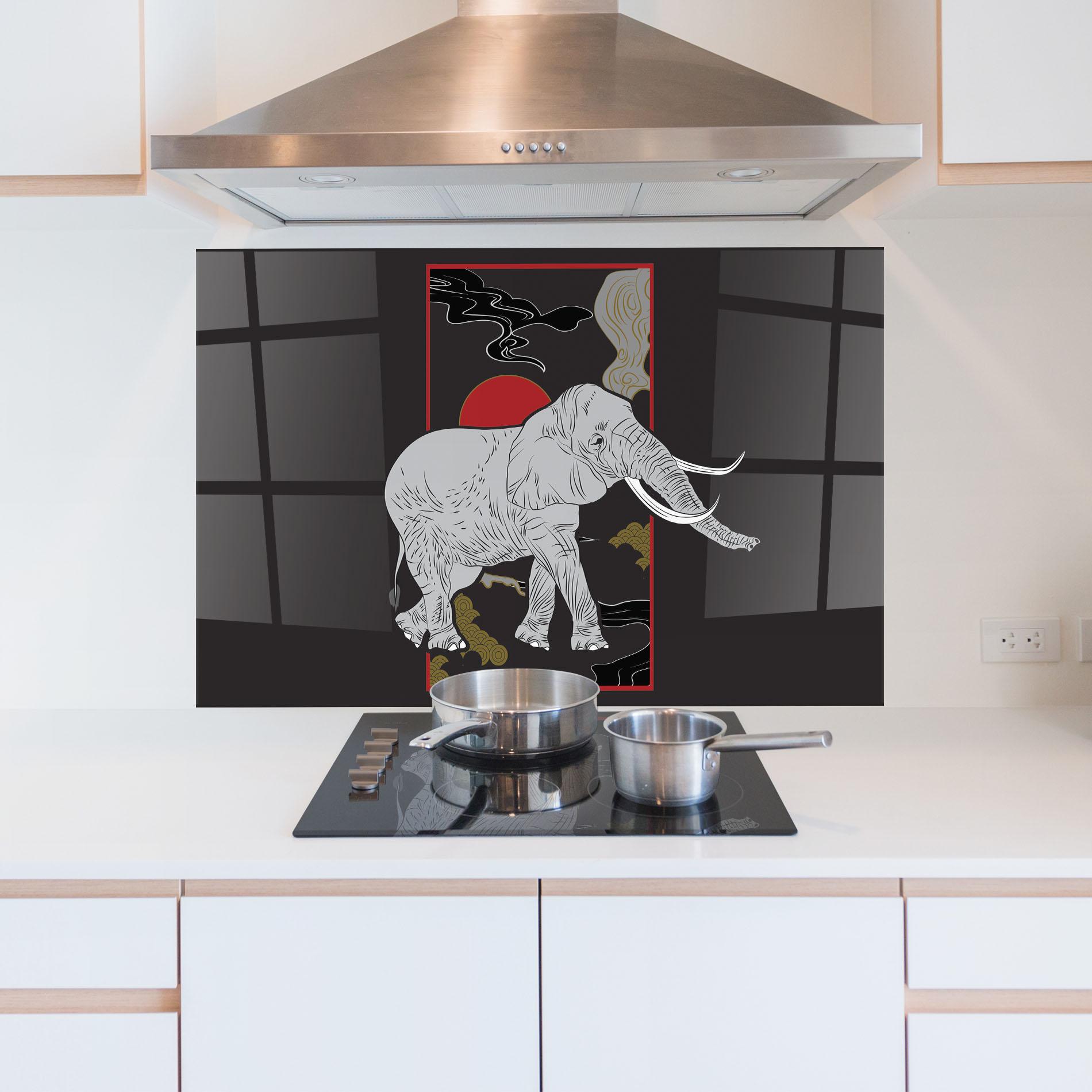 Küchenrückwand Glas Elephant Asia mockup 5