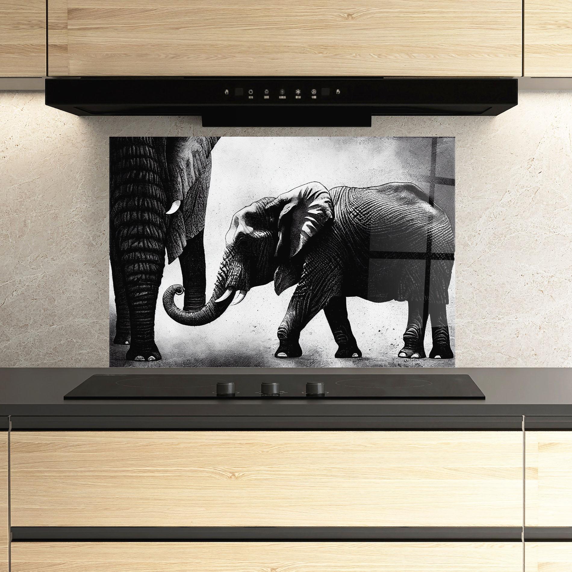 Küchenrückwand Glas Baby Elephant mockup 3