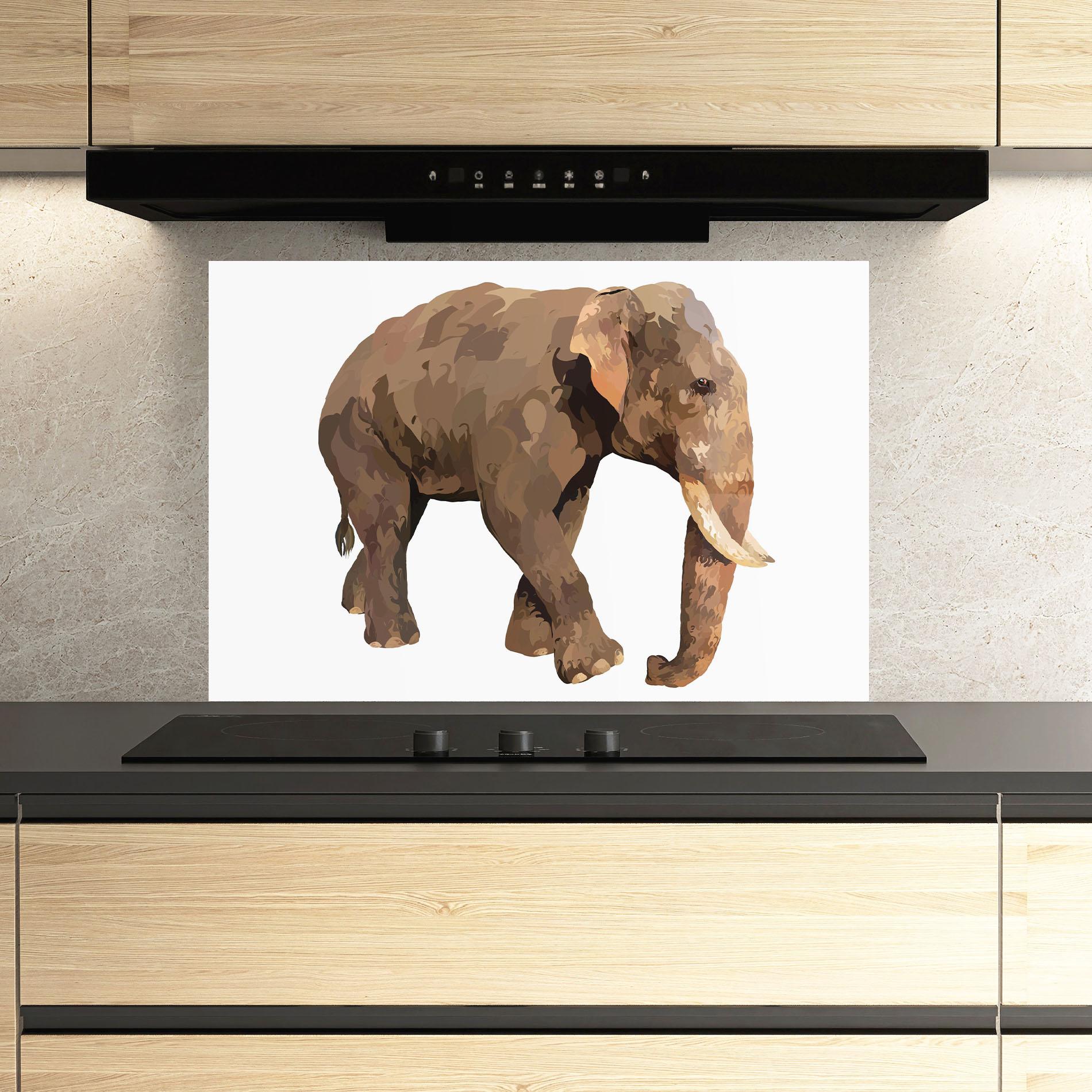 Küchenrückwand Glas Brown Elephant mockup 3