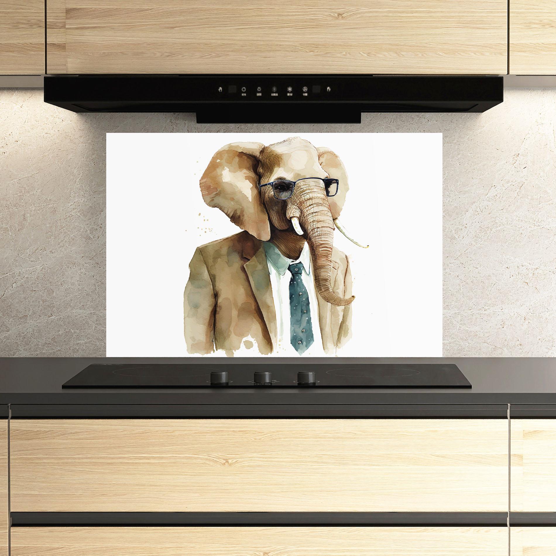 Küchenrückwand Glas Bussines Elephant mockup 3