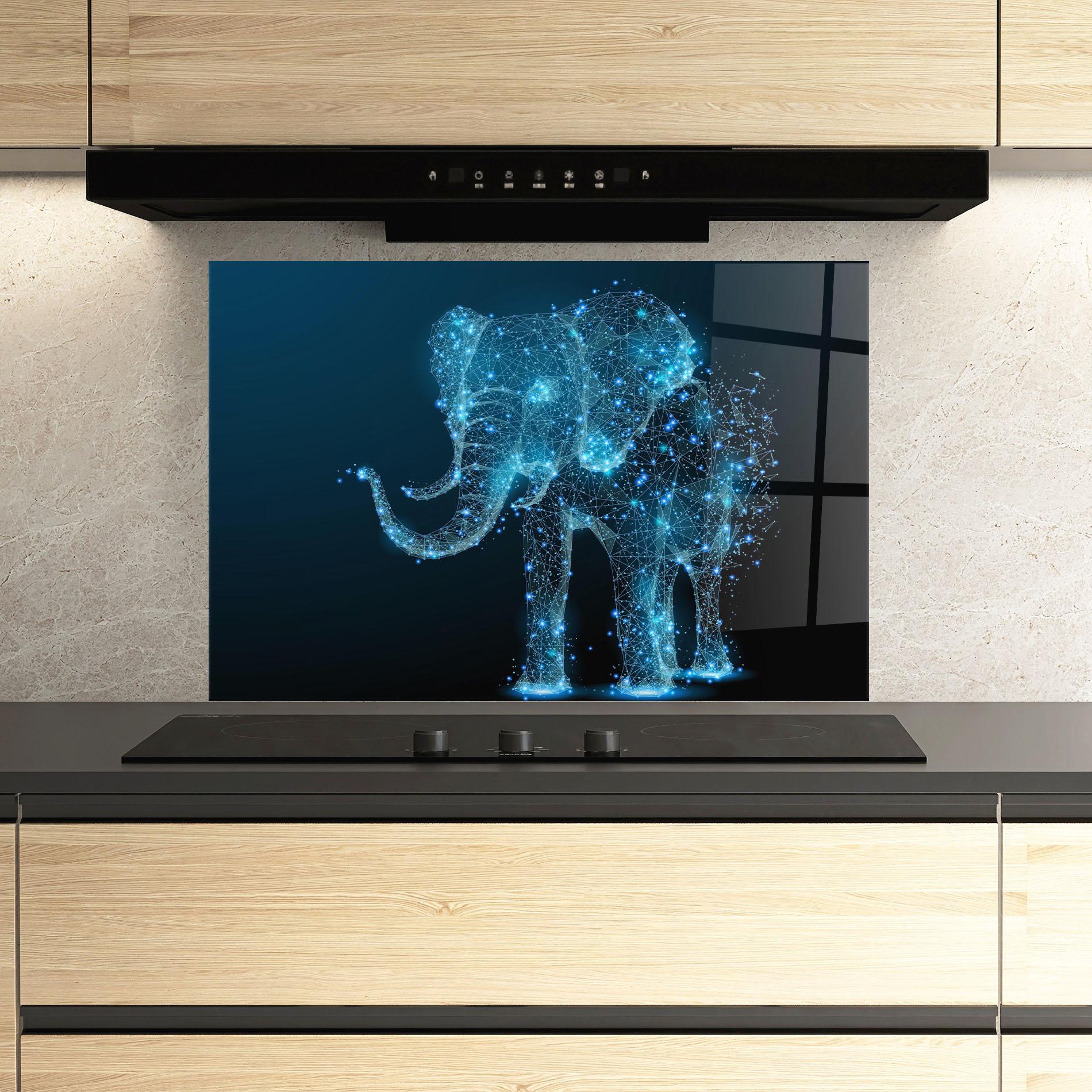 Küchenrückwand Glas Digital Elephant mockup 3