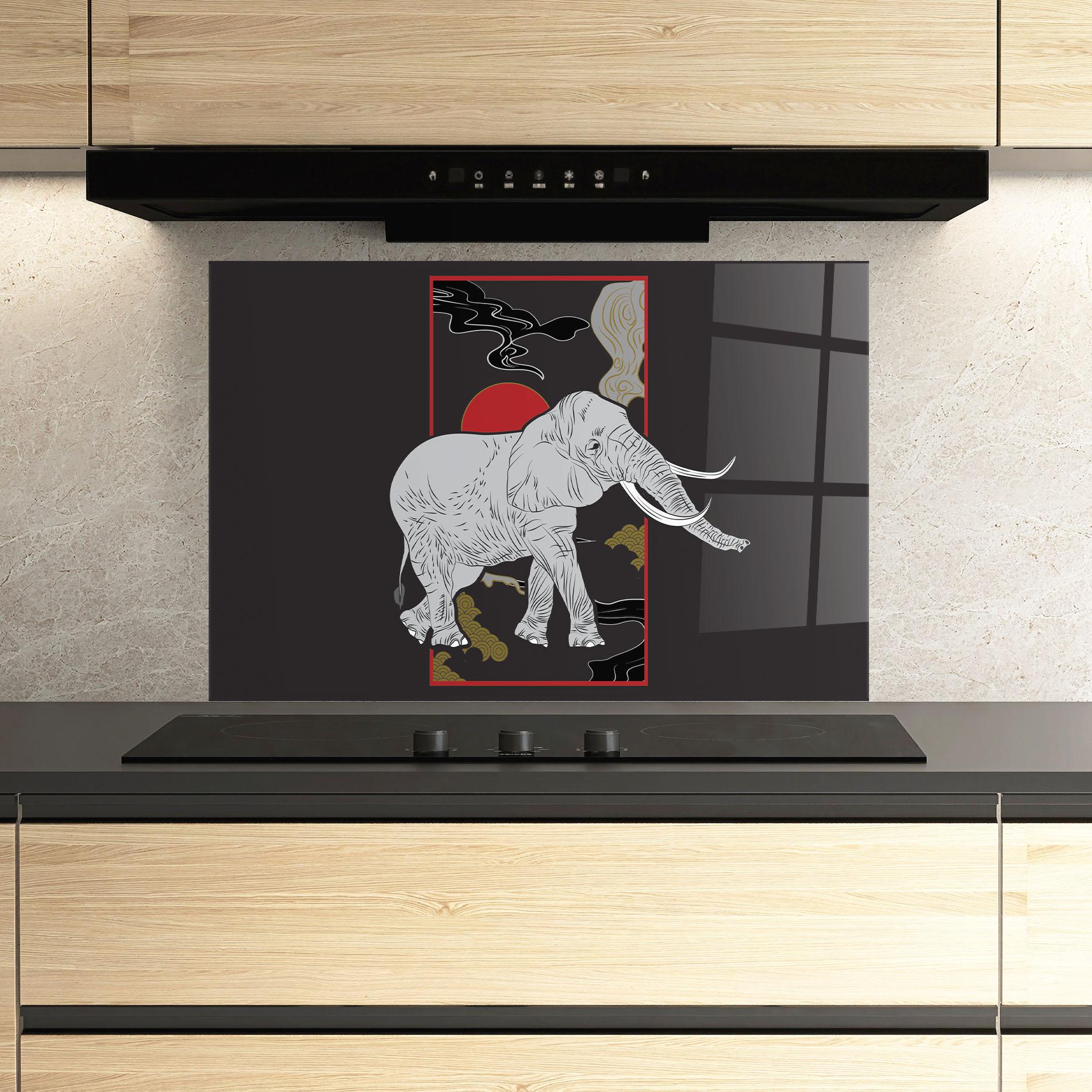 Küchenrückwand Glas Elephant Asia mockup 3