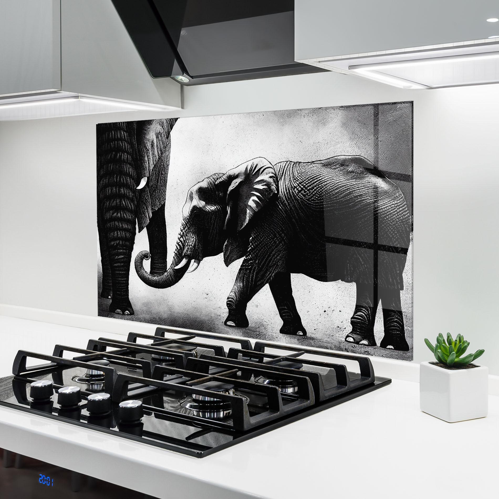 Küchenrückwand Glas Baby Elephant mockup 6