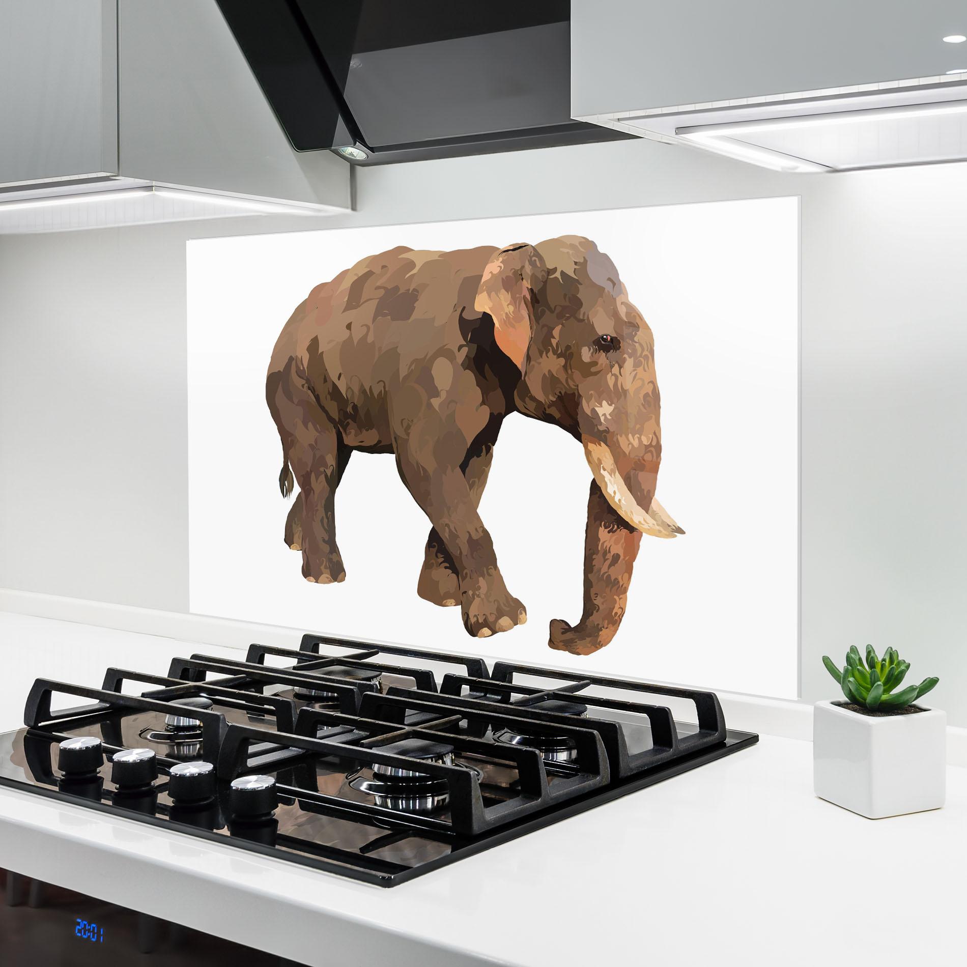Küchenrückwand Glas Brown Elephant mockup 6