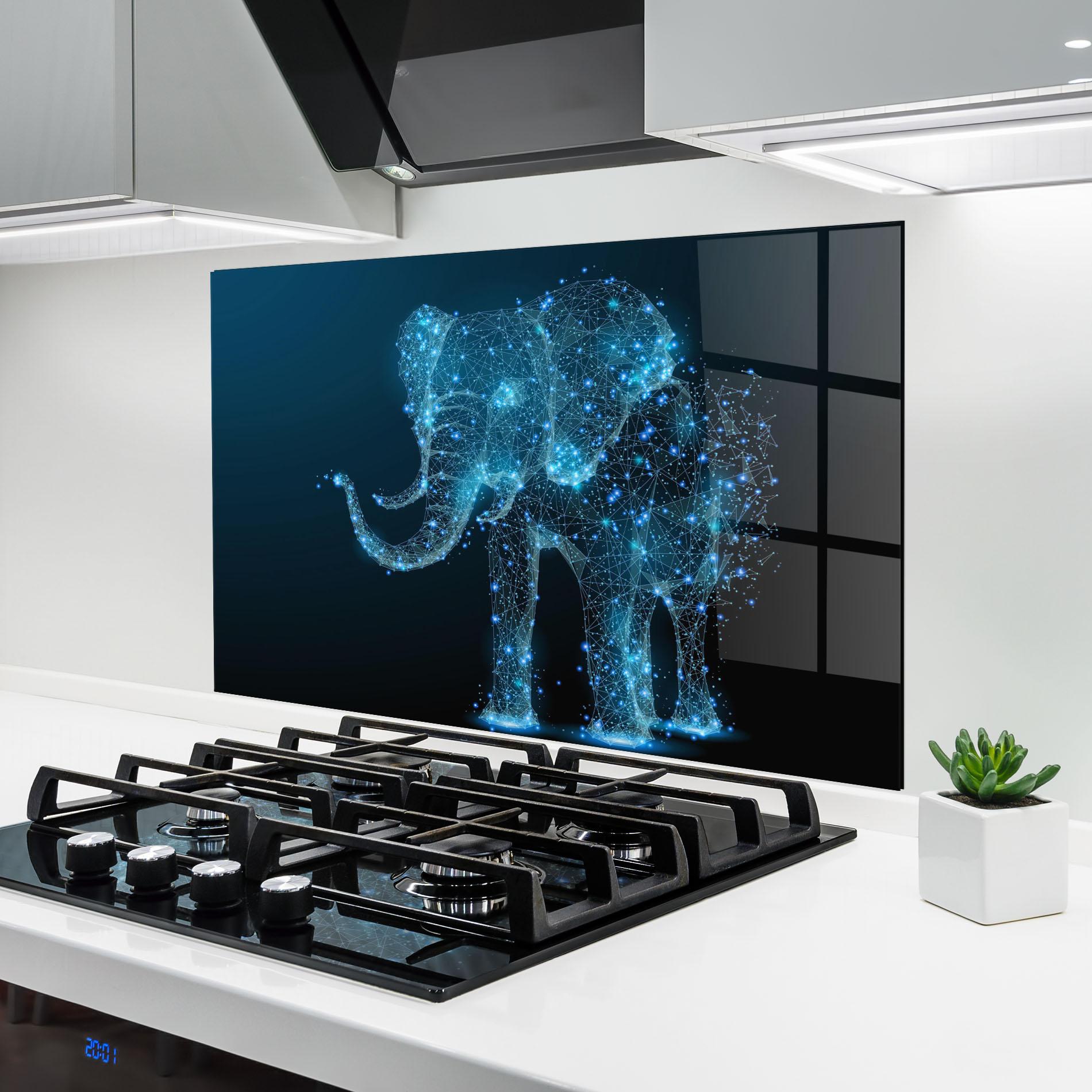 Küchenrückwand Glas Digital Elephant mockup 6