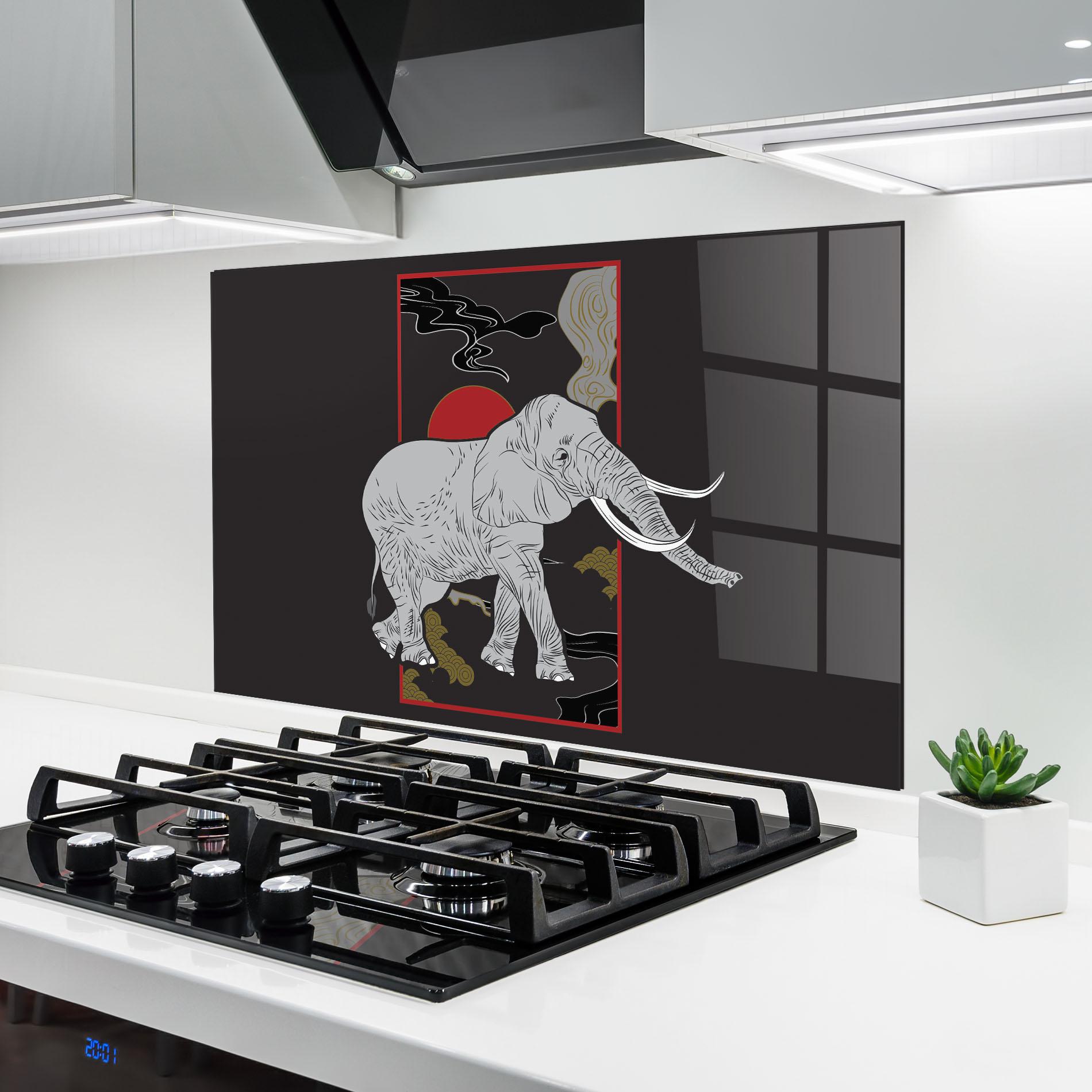 Küchenrückwand Glas Elephant Asia mockup 6