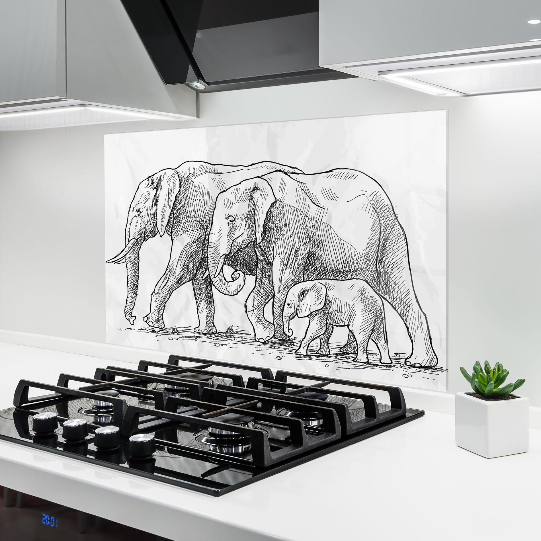 Küchenrückwand Glas Elephant Family mockup 6
