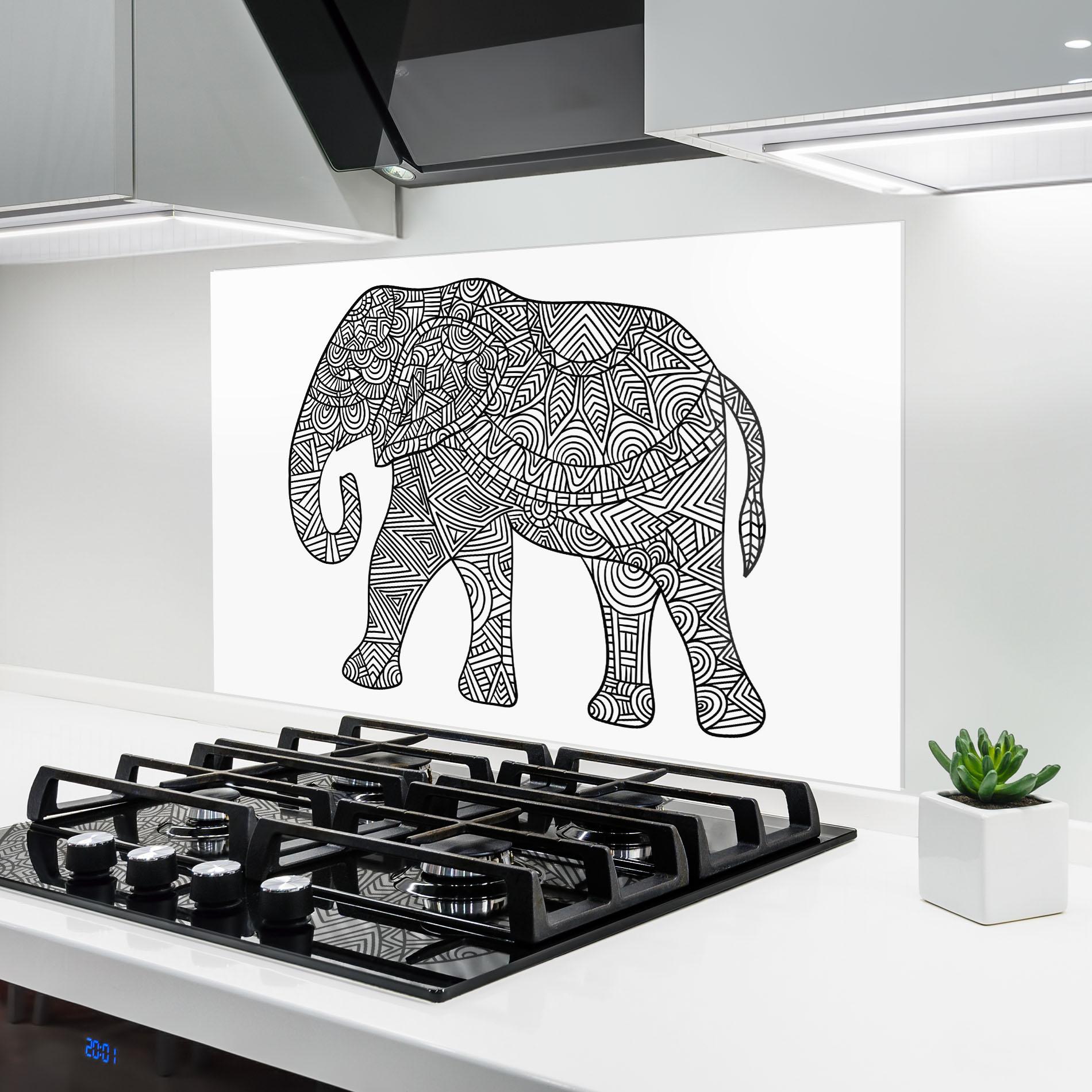 Küchenrückwand Glas Elephant Mandala mockup 6