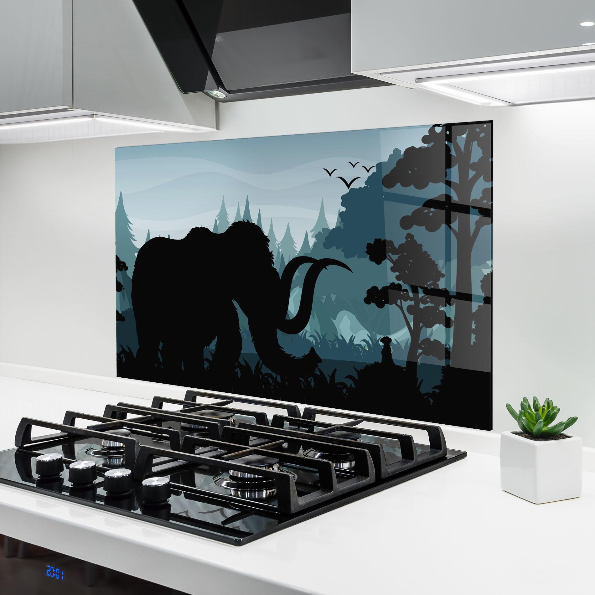 Küchenrückwand Glas Elephant Shilouette mockup 6