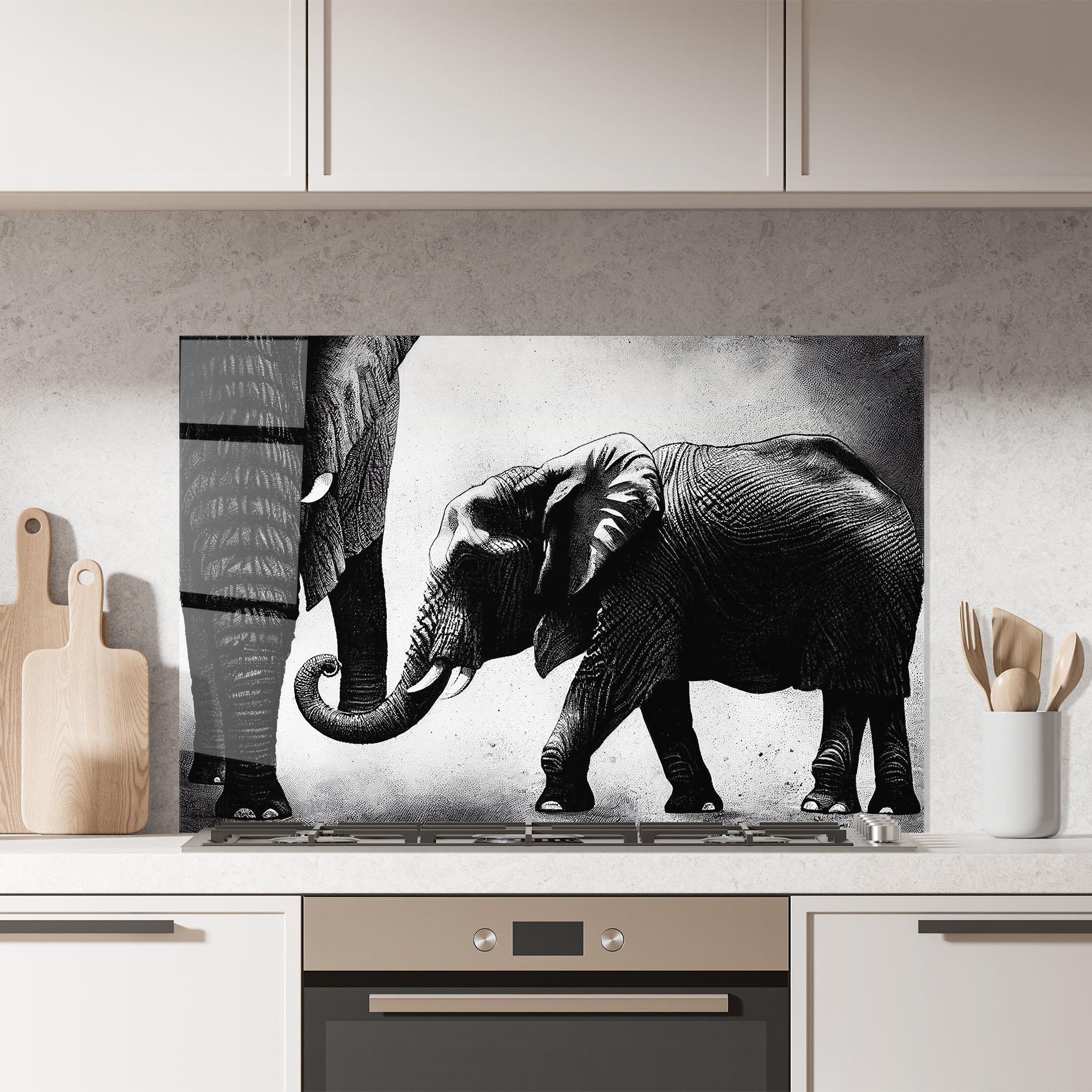 Küchenrückwand Glas Baby Elephant mockup 7
