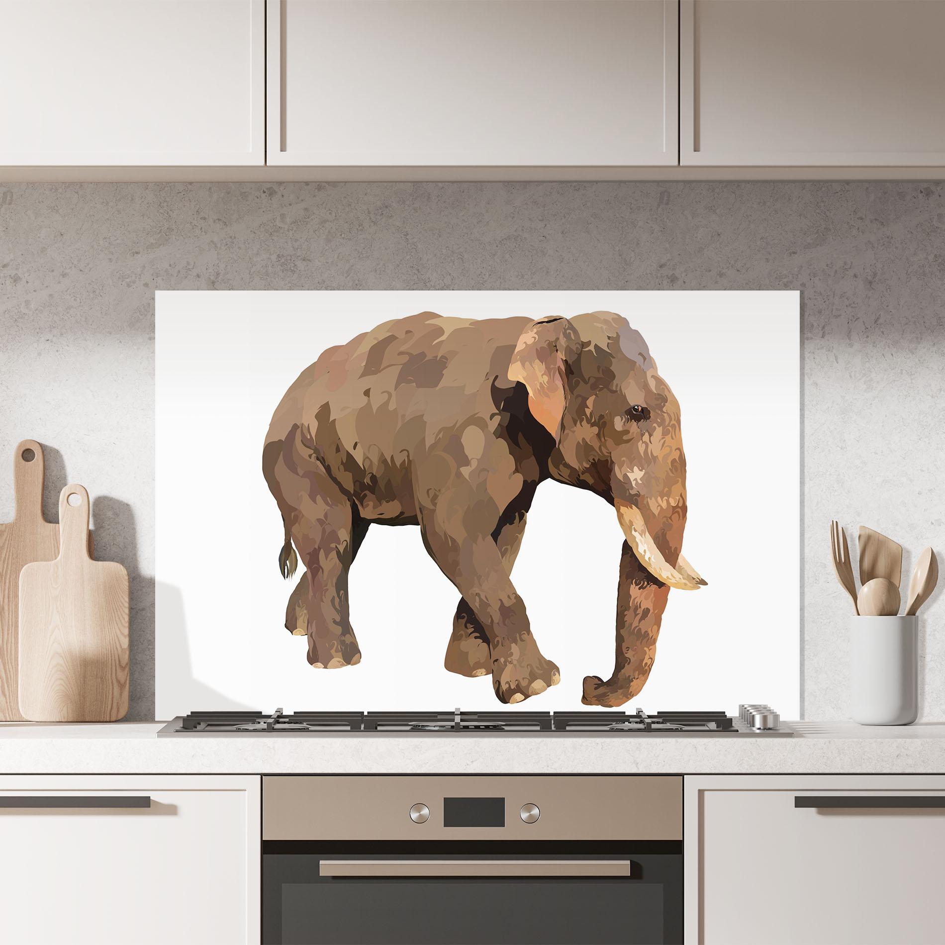Küchenrückwand Glas Brown Elephant mockup 7