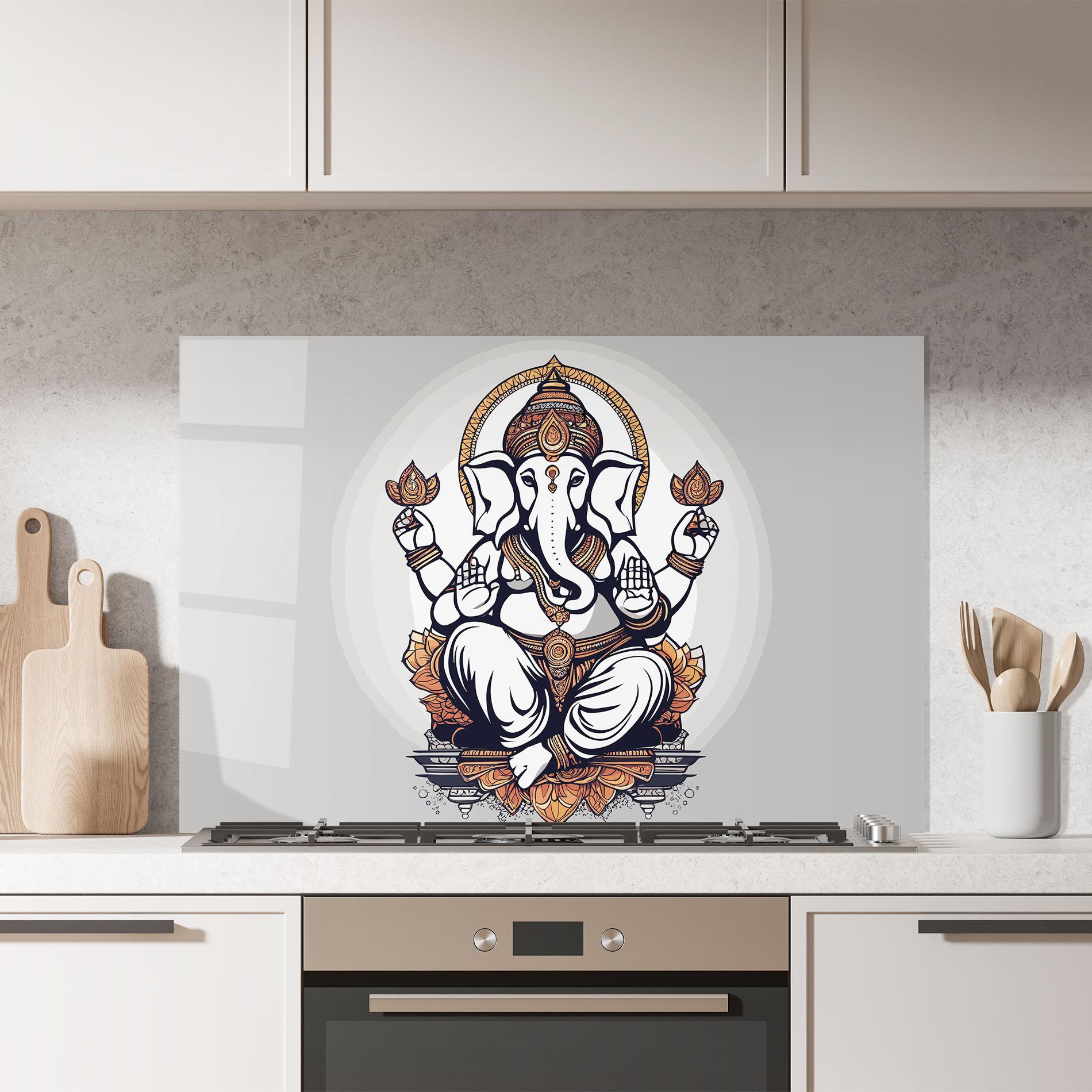Küchenrückwand Glas Chaturthi Greys mockup 7