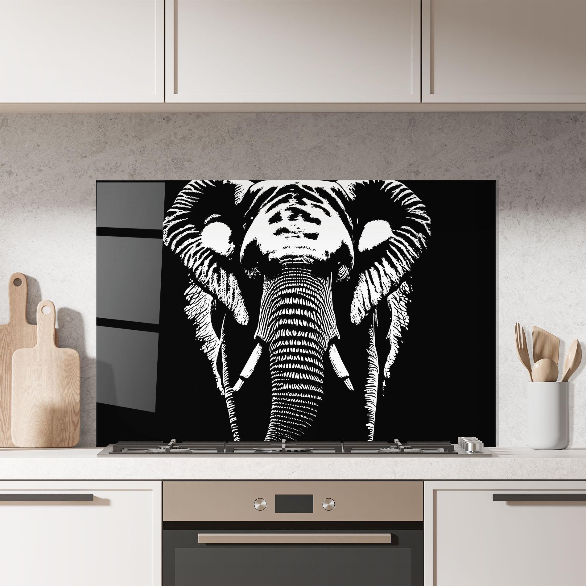 Küchenrückwand Glas Elephant Drawing mockup 7