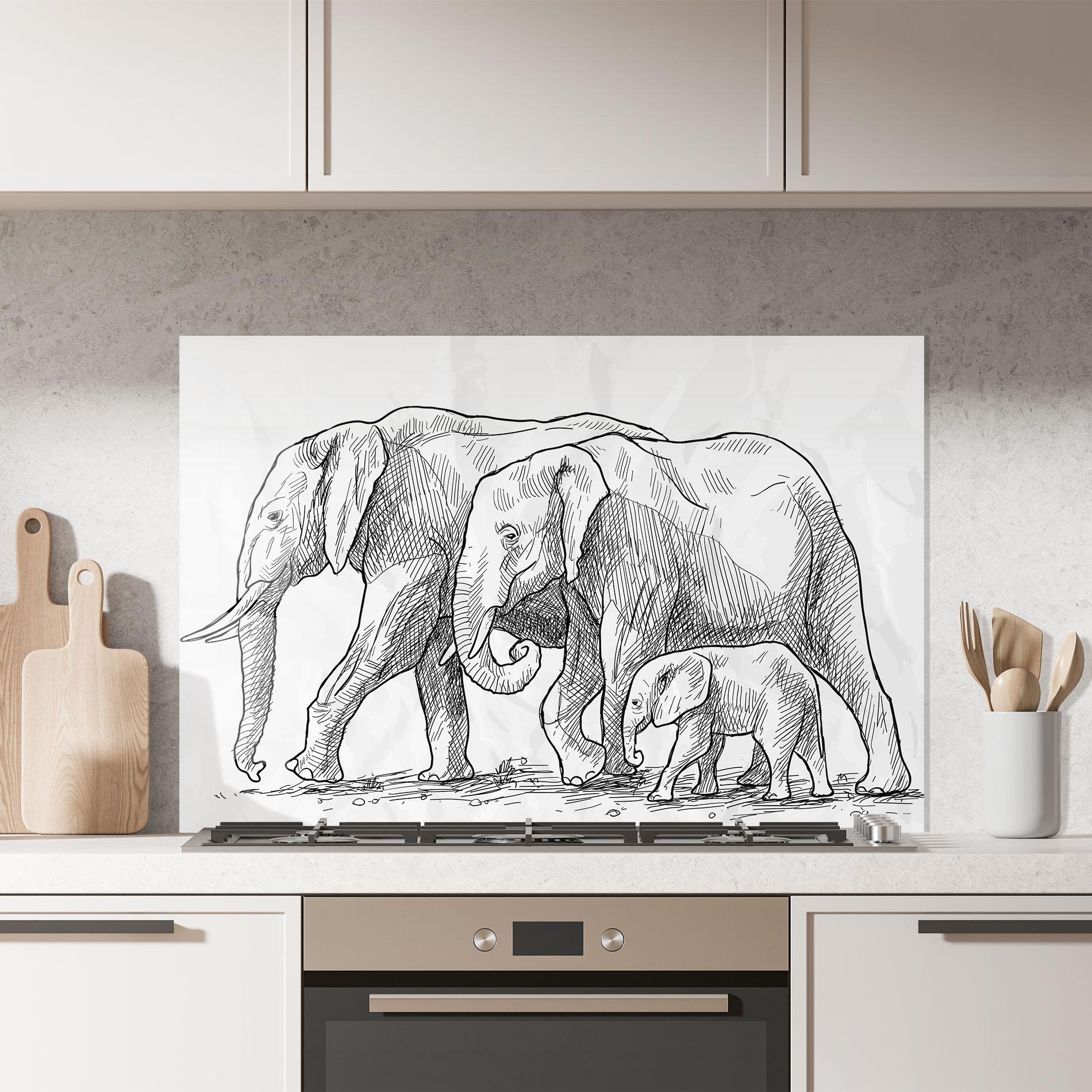 Küchenrückwand Glas Elephant Family mockup 7