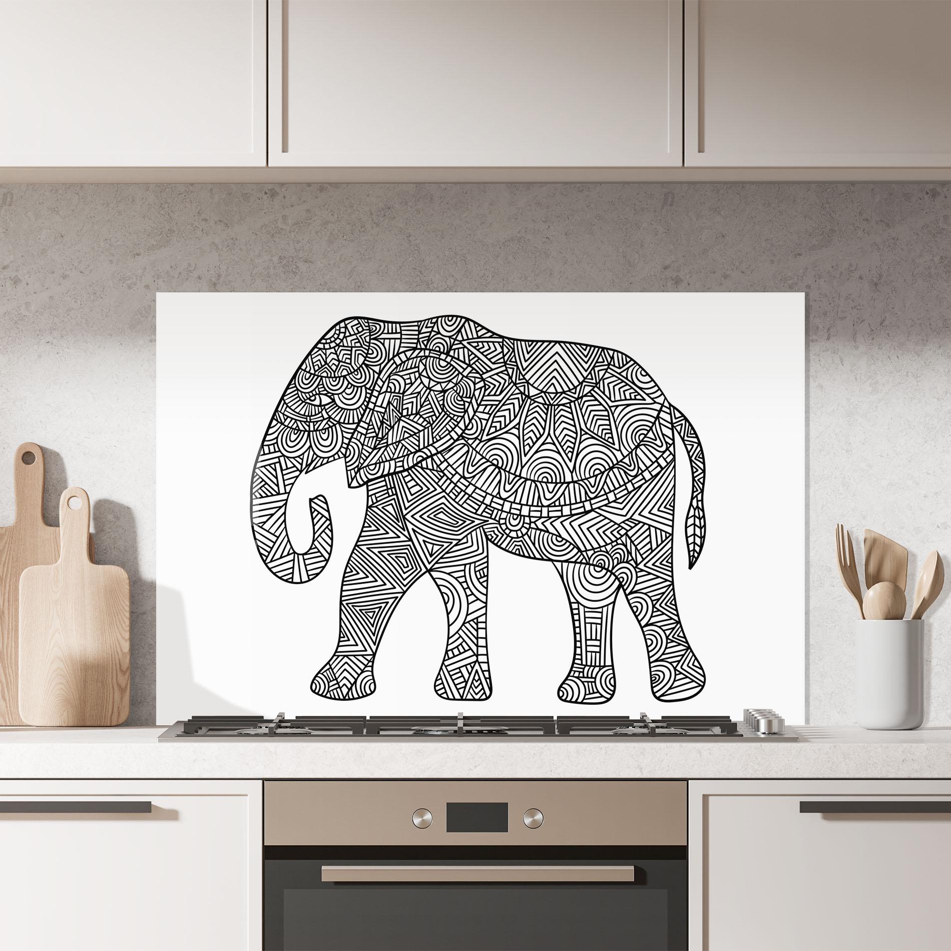 Küchenrückwand Glas Elephant Mandala mockup 7