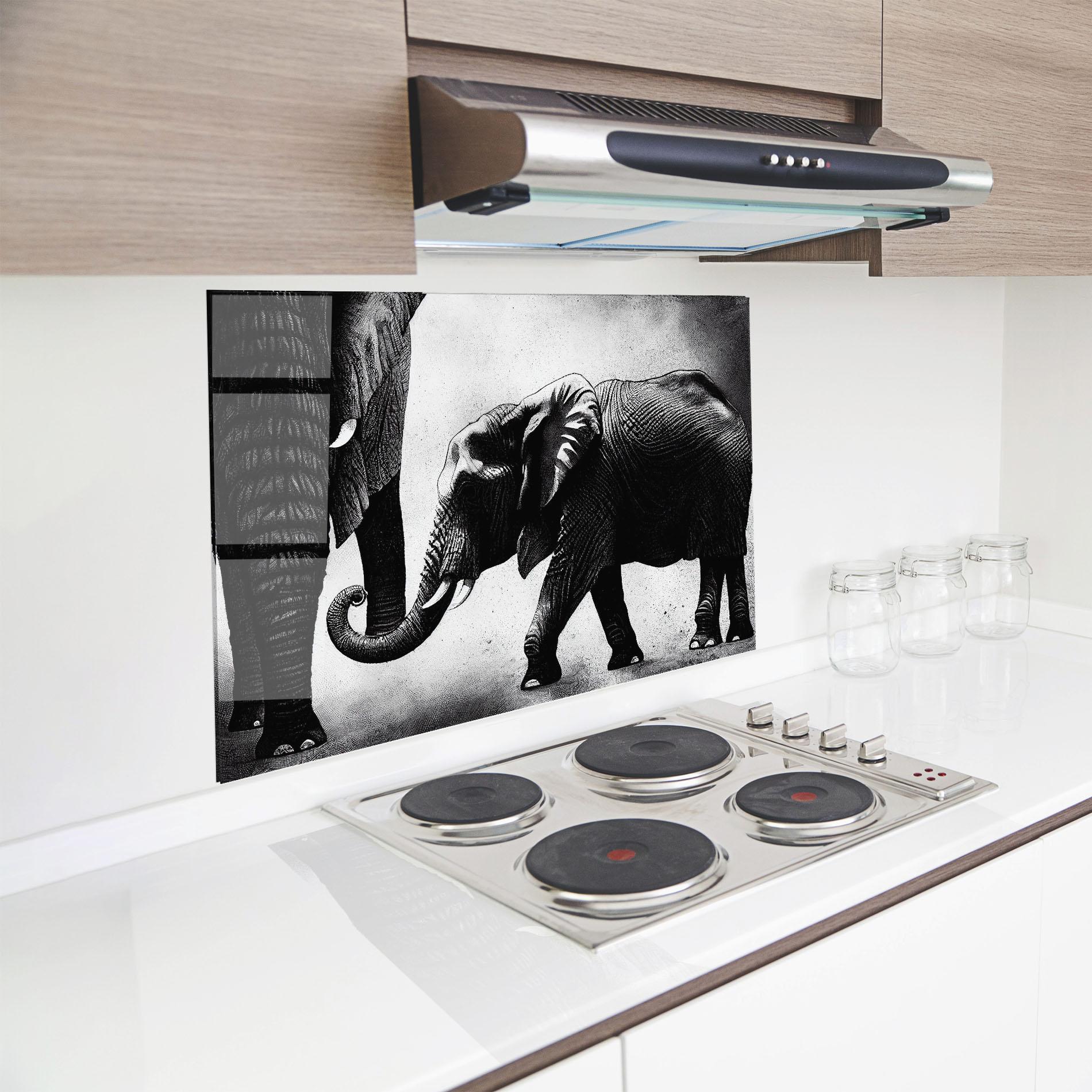 Küchenrückwand Glas Baby Elephant mockup 8