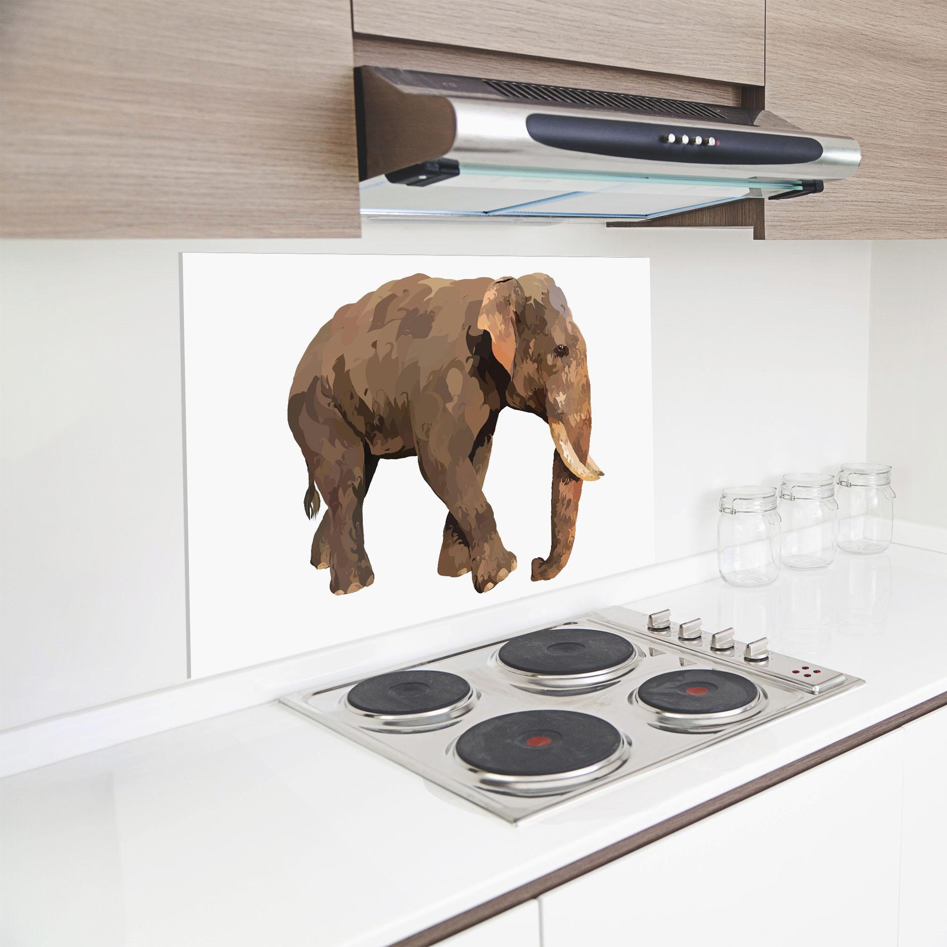 Küchenrückwand Glas Brown Elephant mockup 8