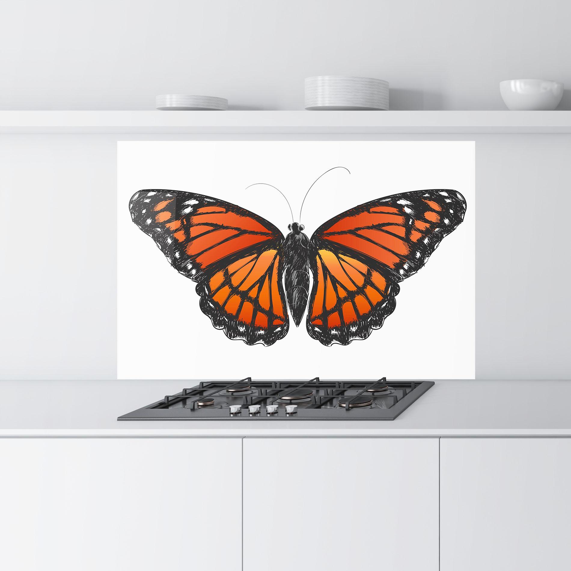 Küchenrückwand Glas Beautiful Orange Butterfly mockup 9