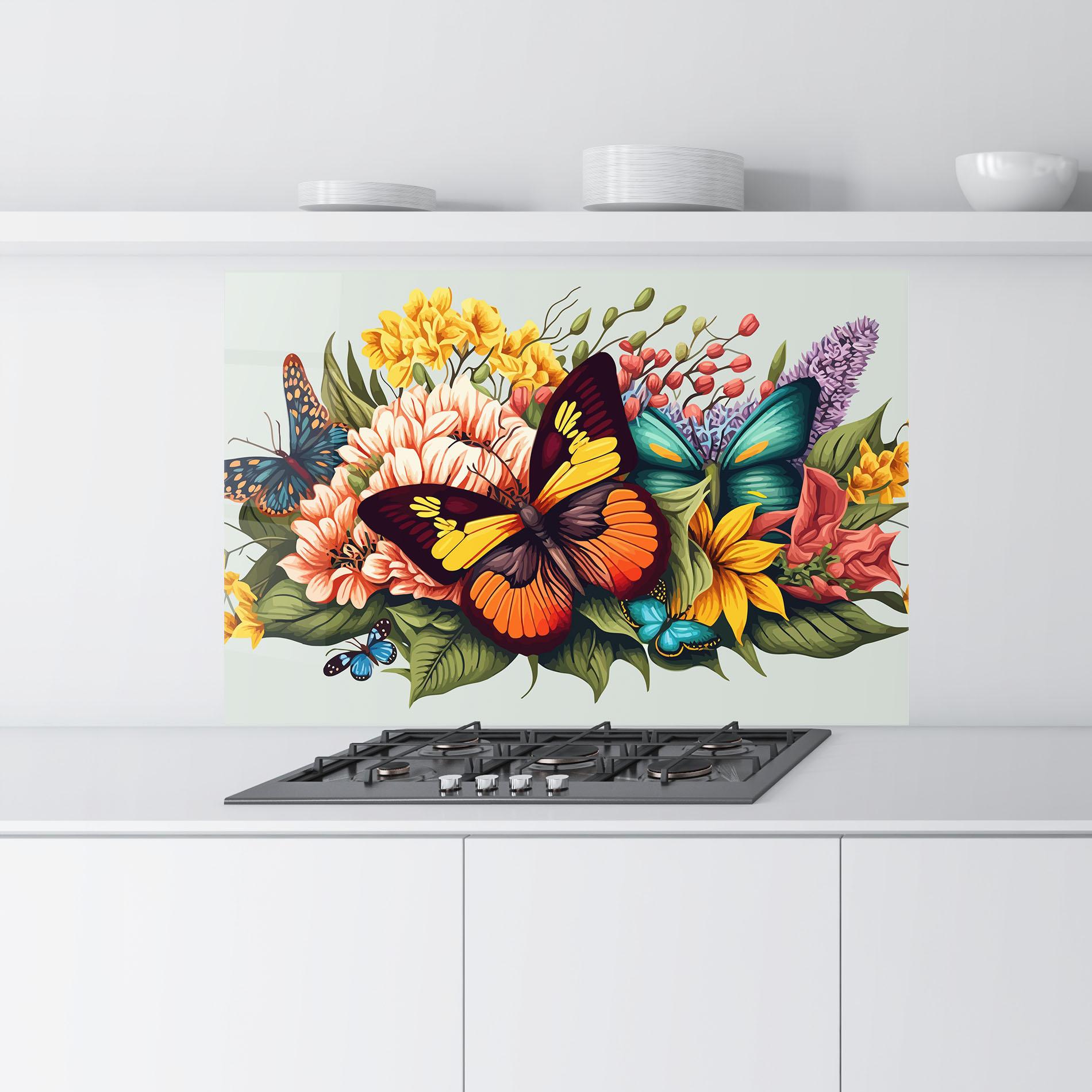 Küchenrückwand Glas Pretty Butterfly mockup 9