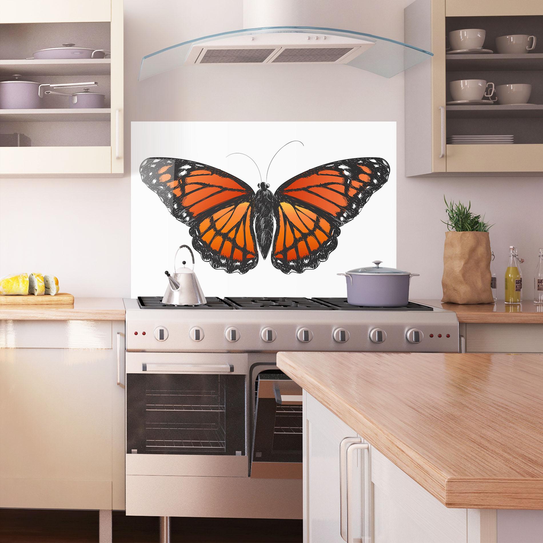 Küchenrückwand Glas Beautiful Orange Butterfly mockup 1