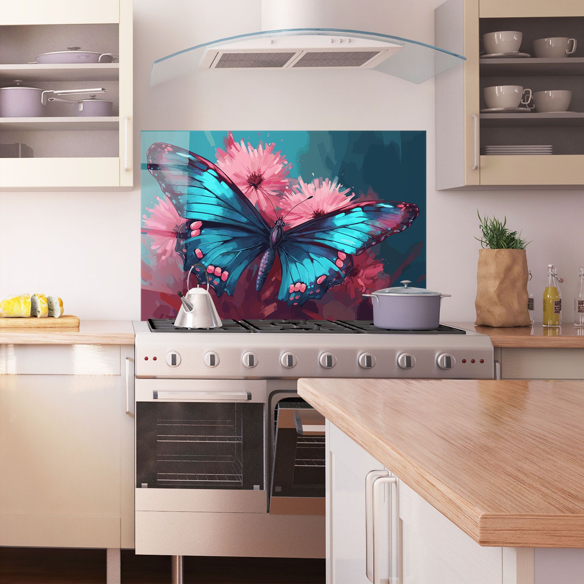 Blue Butterfly On Pink mockup 1