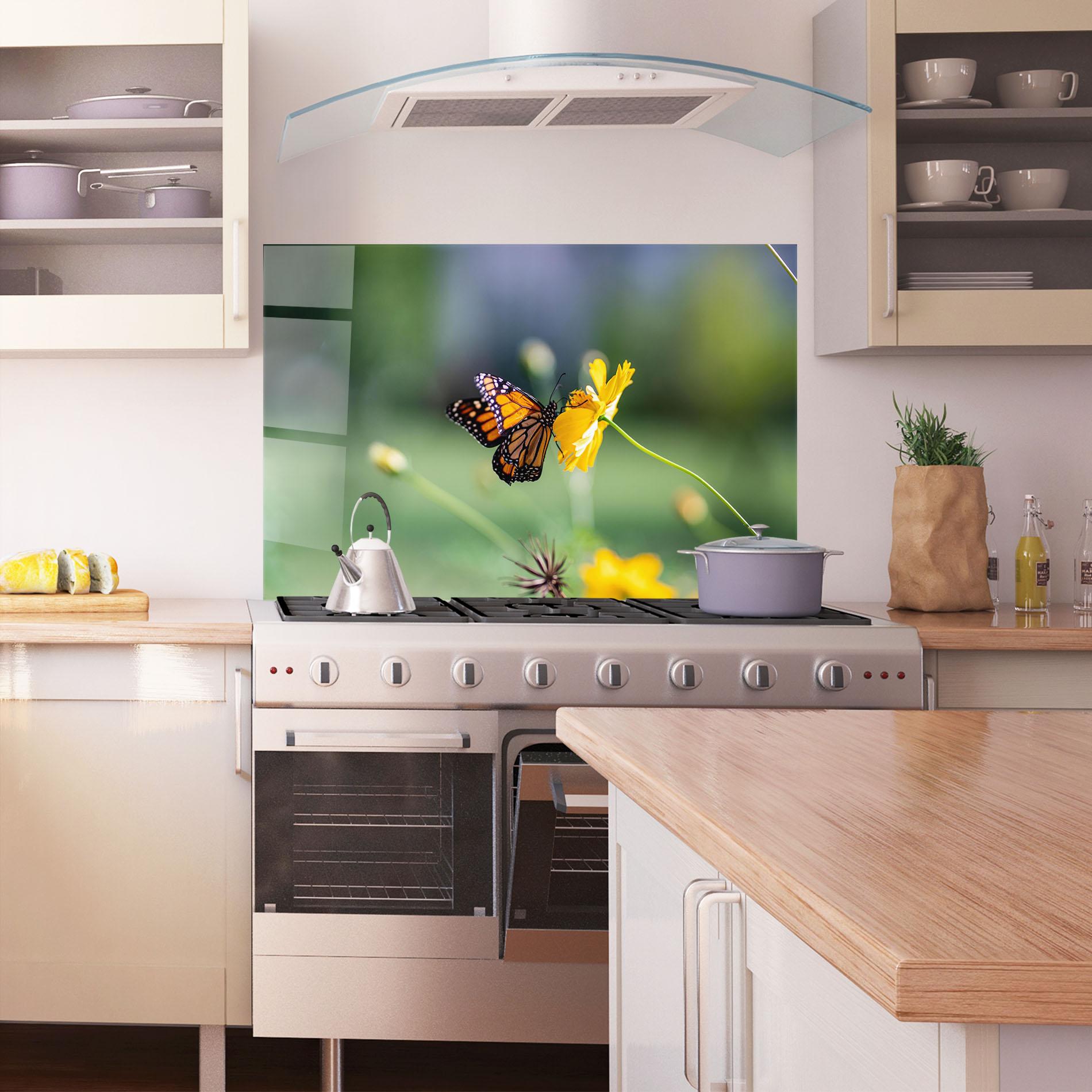 Küchenrückwand Glas Nice Orange Butterfly mockup 1