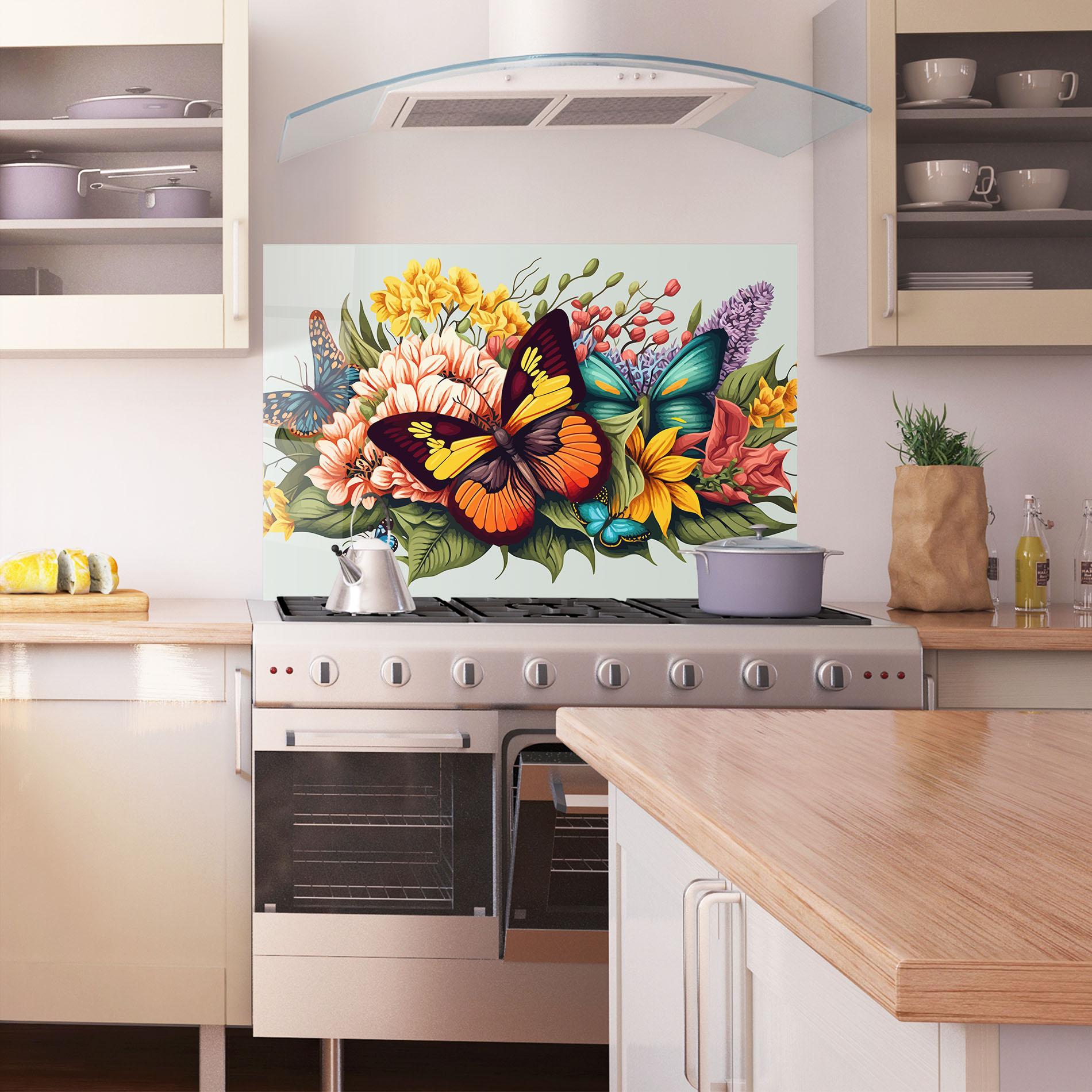 Küchenrückwand Glas Pretty Butterfly mockup 1
