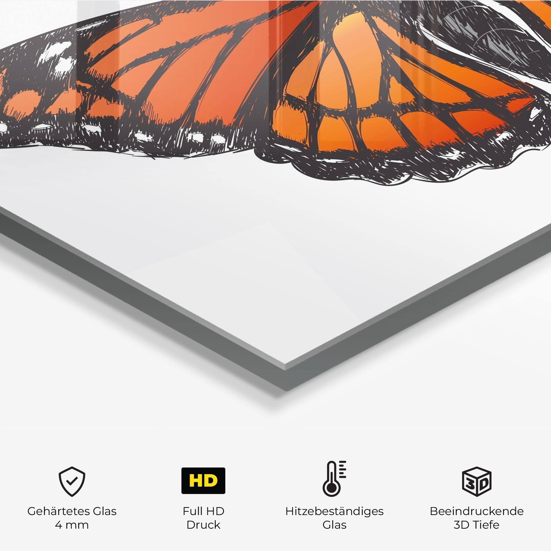 Küchenrückwand Glas Beautiful Orange Butterfly mockup 2