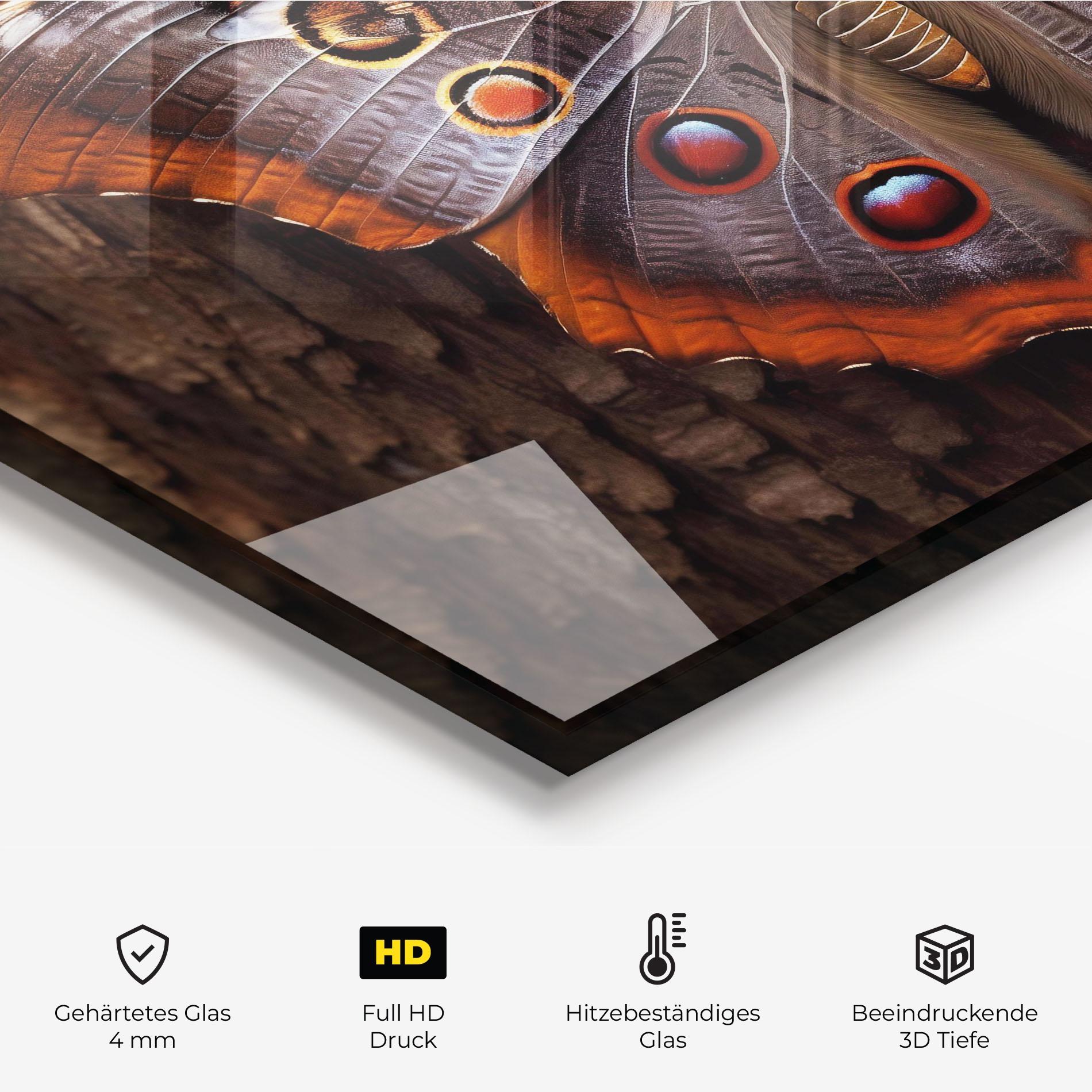Küchenrückwand Glas Brown Eyes Butterfly mockup 2