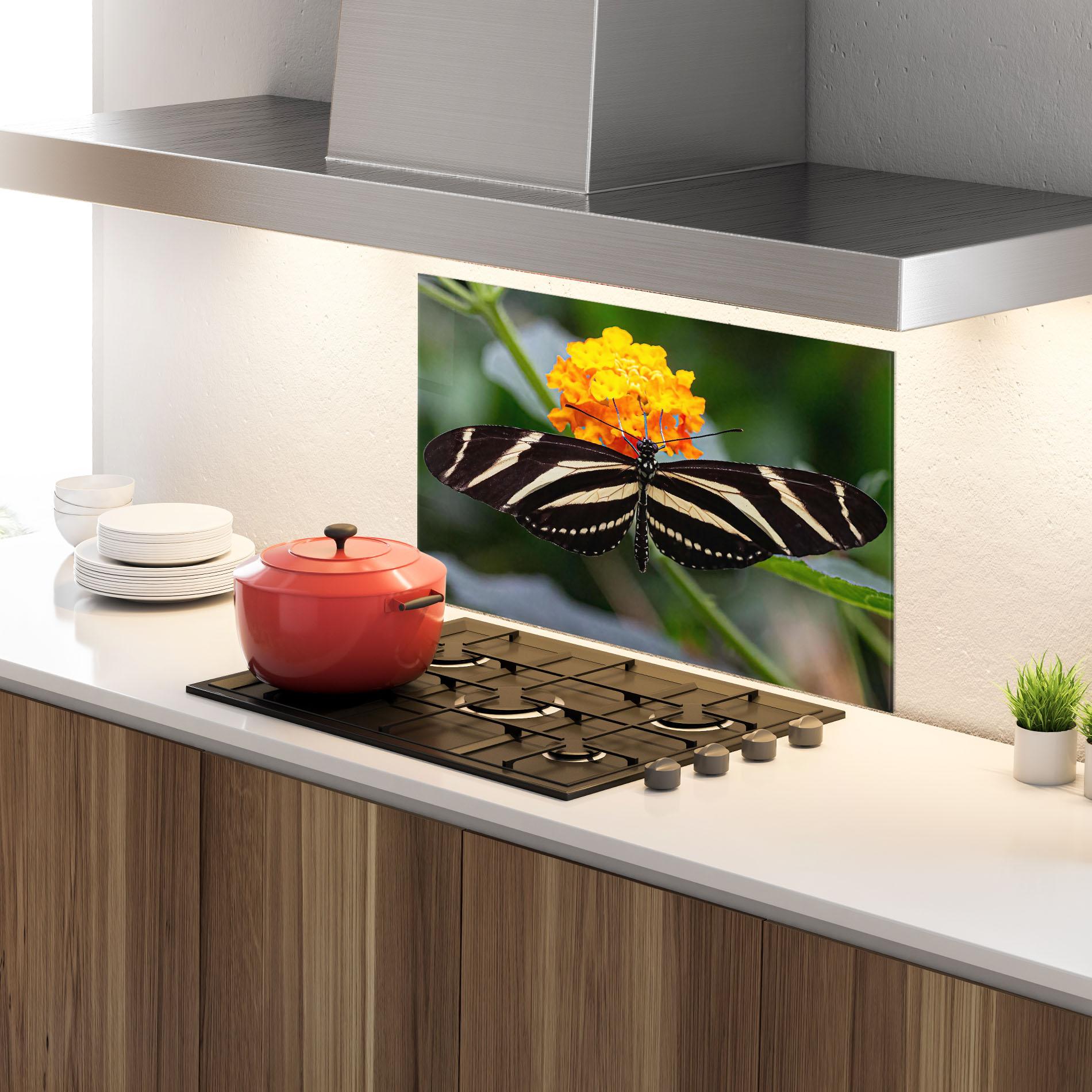Küchenrückwand Glas Big Wings Butterfly mockup 4
