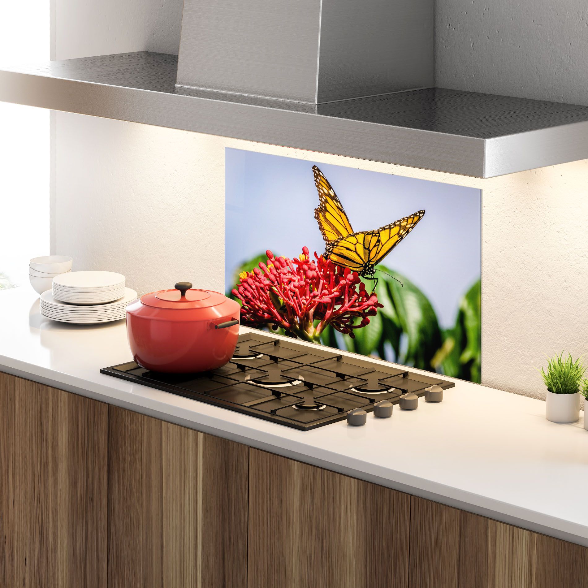 Butterfly On Red Flower mockup 4