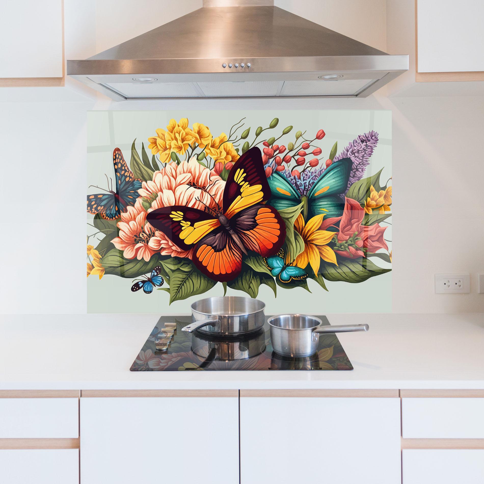 Küchenrückwand Glas Pretty Butterfly mockup 5