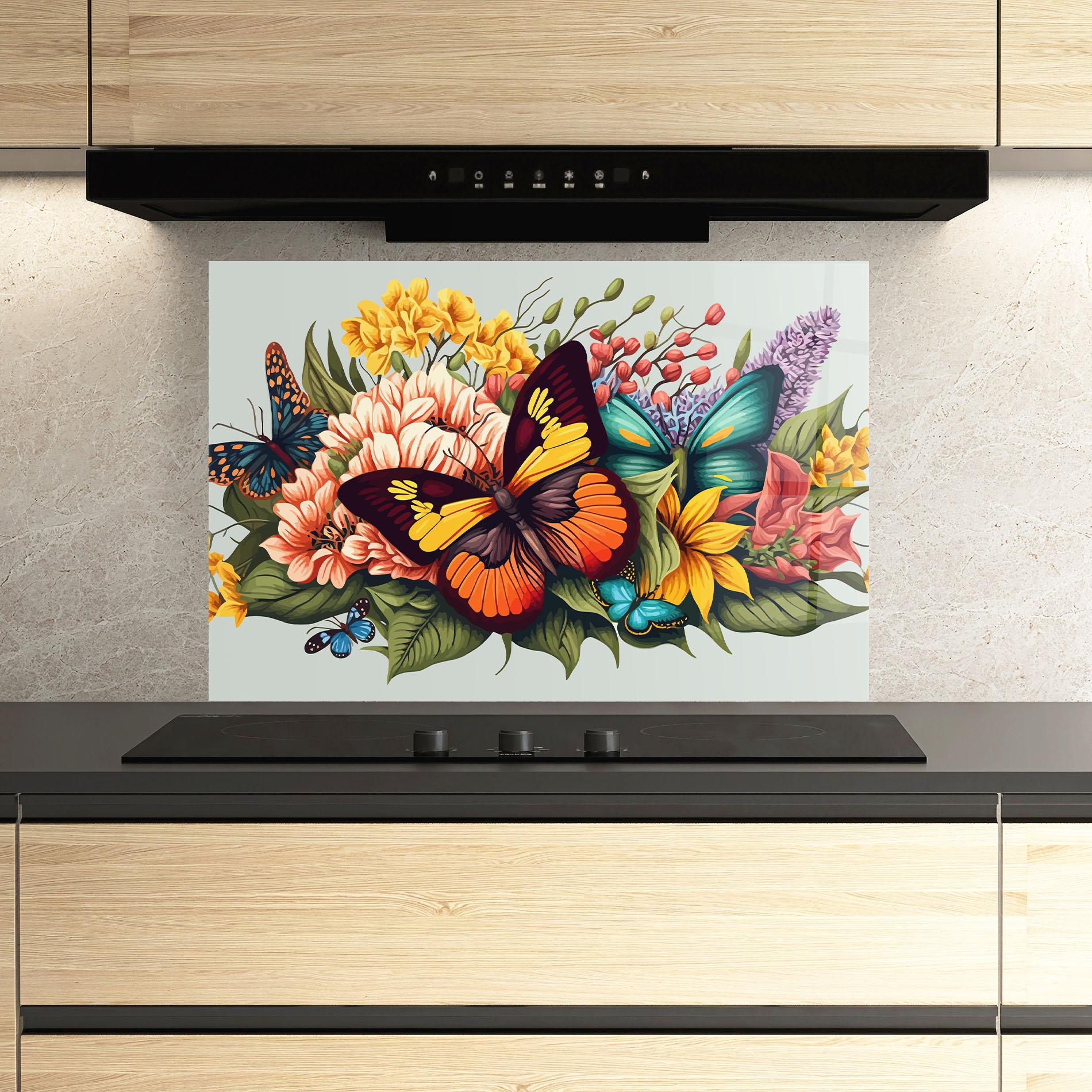 Küchenrückwand Glas Pretty Butterfly mockup 3